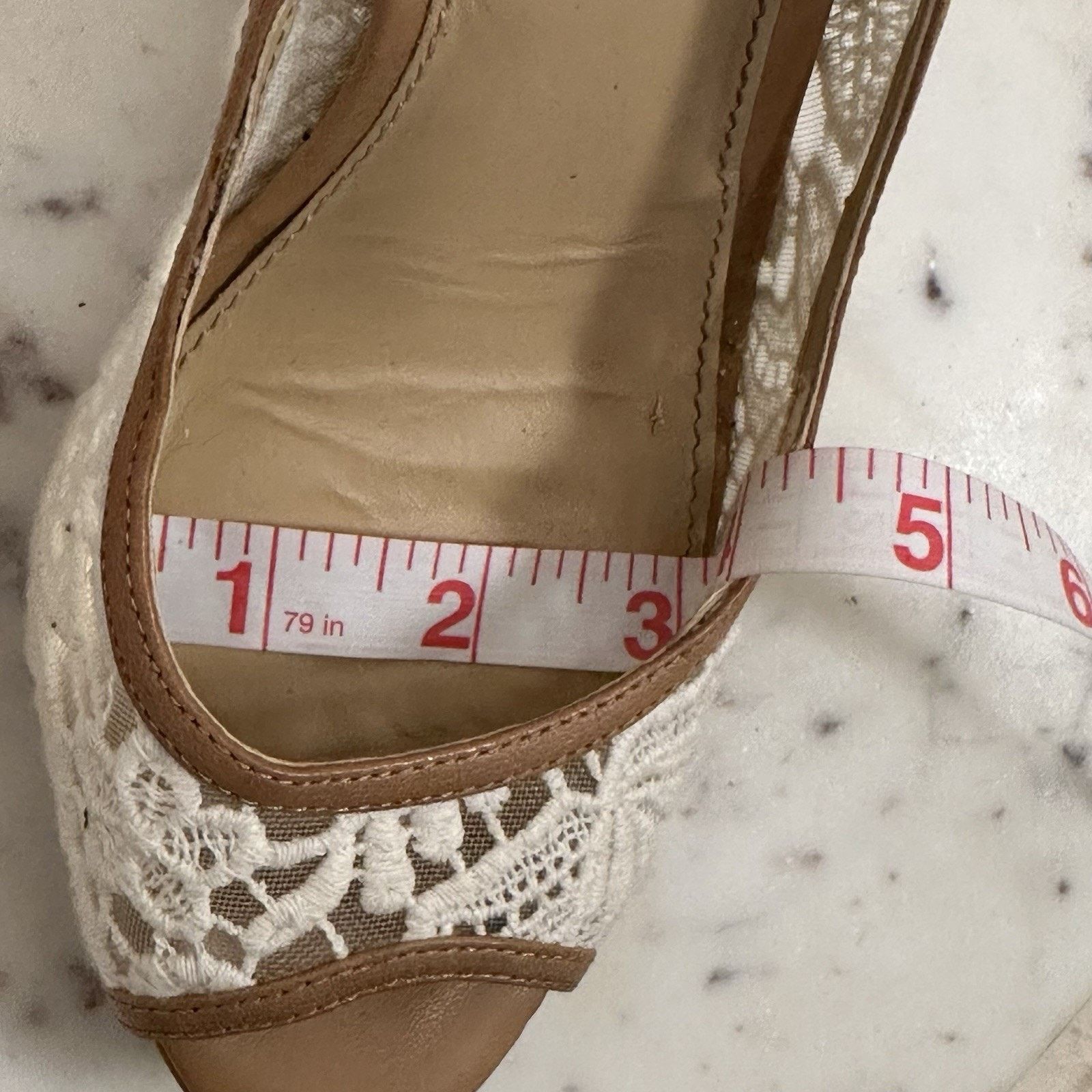 Other Antonio Melani 7.5 Cream Lace Peep-Toe Heels Bridal Boho Size US 7.5 / IT 37.5 - 13 Thumbnail