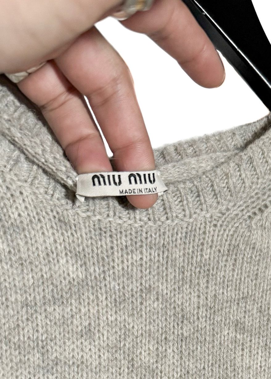 Miu Miu Miu Miu Light Grey Camel Hair Short Sleeves Shift Mini Dress Size XS / US 0-2 / IT 36-38 - 4 Thumbnail