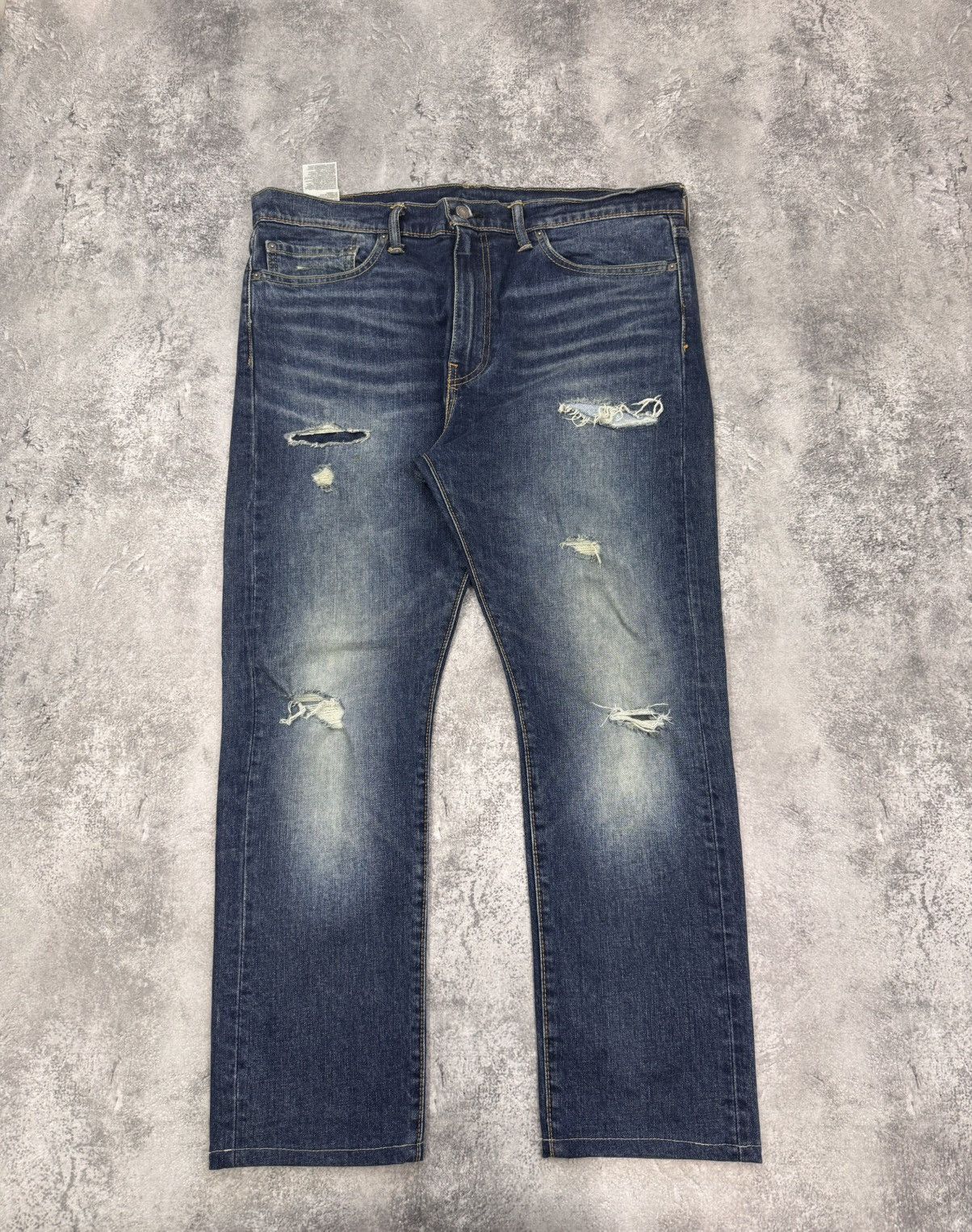 Levi’s Men Cotton 510 Slim Fit Distressed Jeans Dark Blue