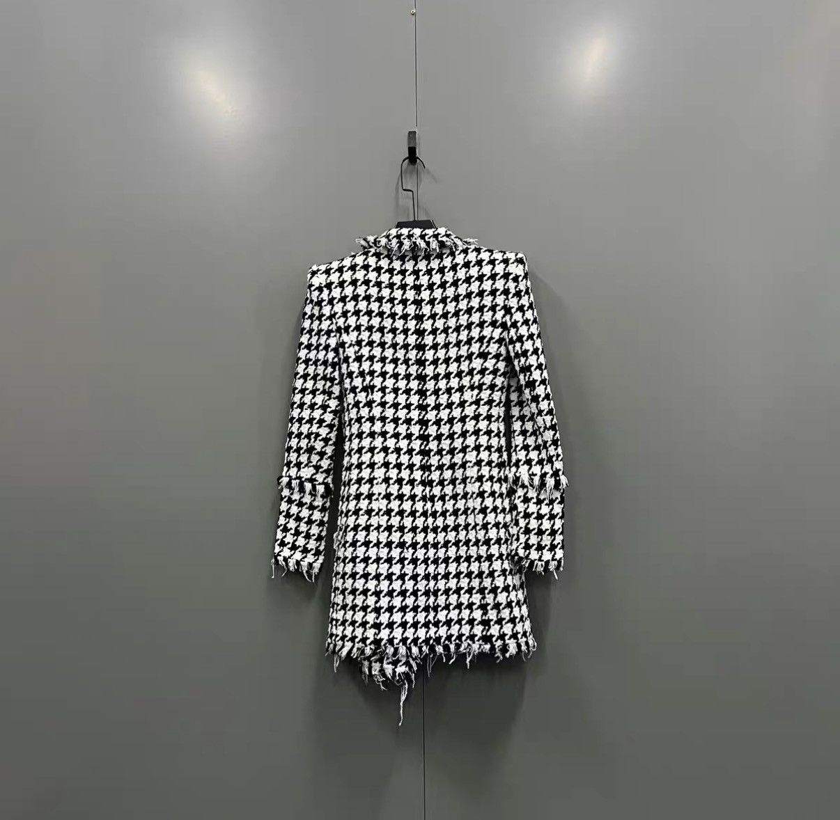 Balmain BALMAIN Black and White Houndstooth Coat J41 Size XS / US 0-2 / IT 36-38 - 2 Thumbnail