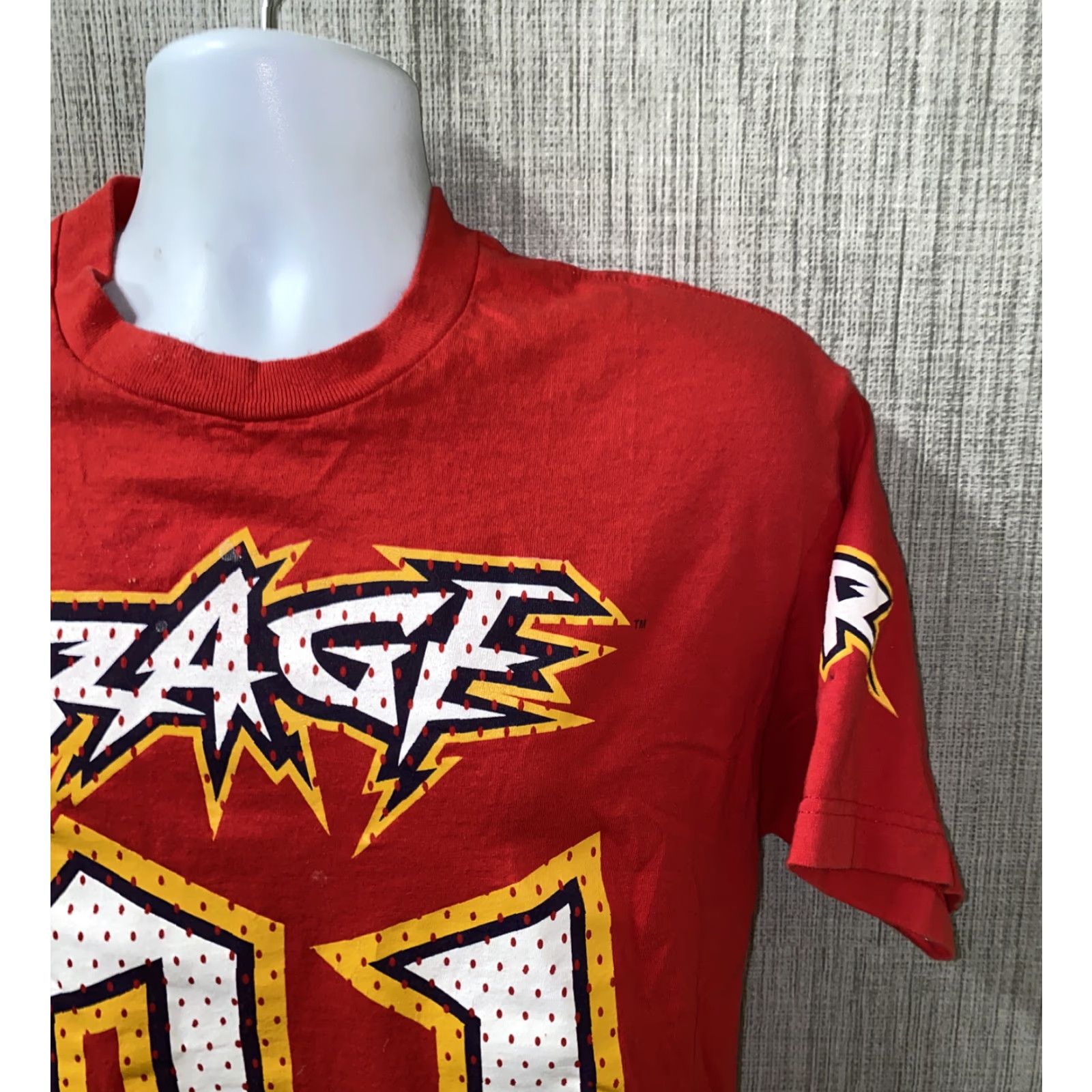 Drew VINTAGE Drew Pearson Mens Red USA Made Short Sleeve XFL RAGE T-Shirt Size L Size US L / EU 52-54 / 3 - 2 Thumbnail