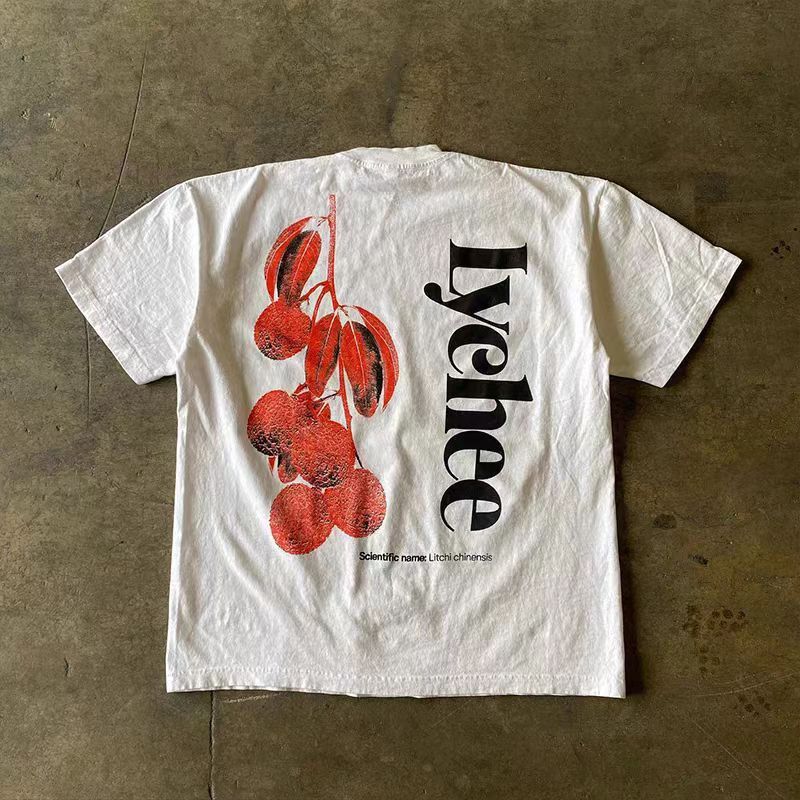 Japanese Brand × Vintage White retro loose lychee print cotton t-shirt Size US M / EU 48-50 / 2 - 1 Thumbnail