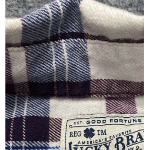 Lucky Brand Lucky Brand Shirt Mens Medium Burgundy Blue Plaid Saturday Stretch Button-Down Shirt Size US M / EU 48-50 / 2 - 3 Thumbnail