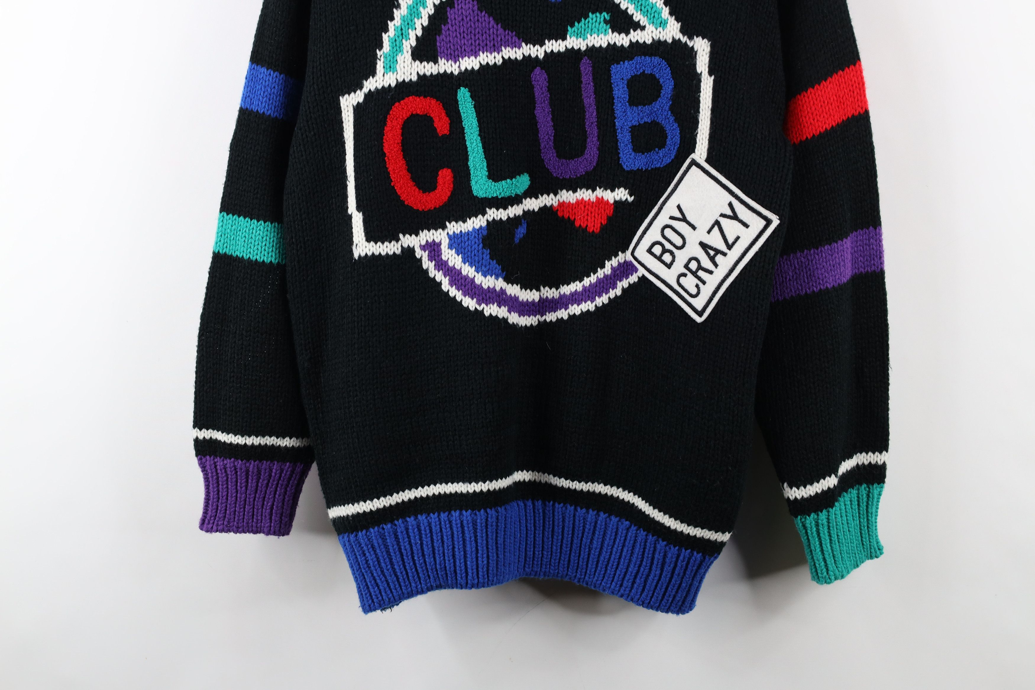 Vintage Vintage 90s Streetwear Block Boy Crazy Club Knit Sweater Size M / US 6-8 / IT 42-44 - 3 Thumbnail