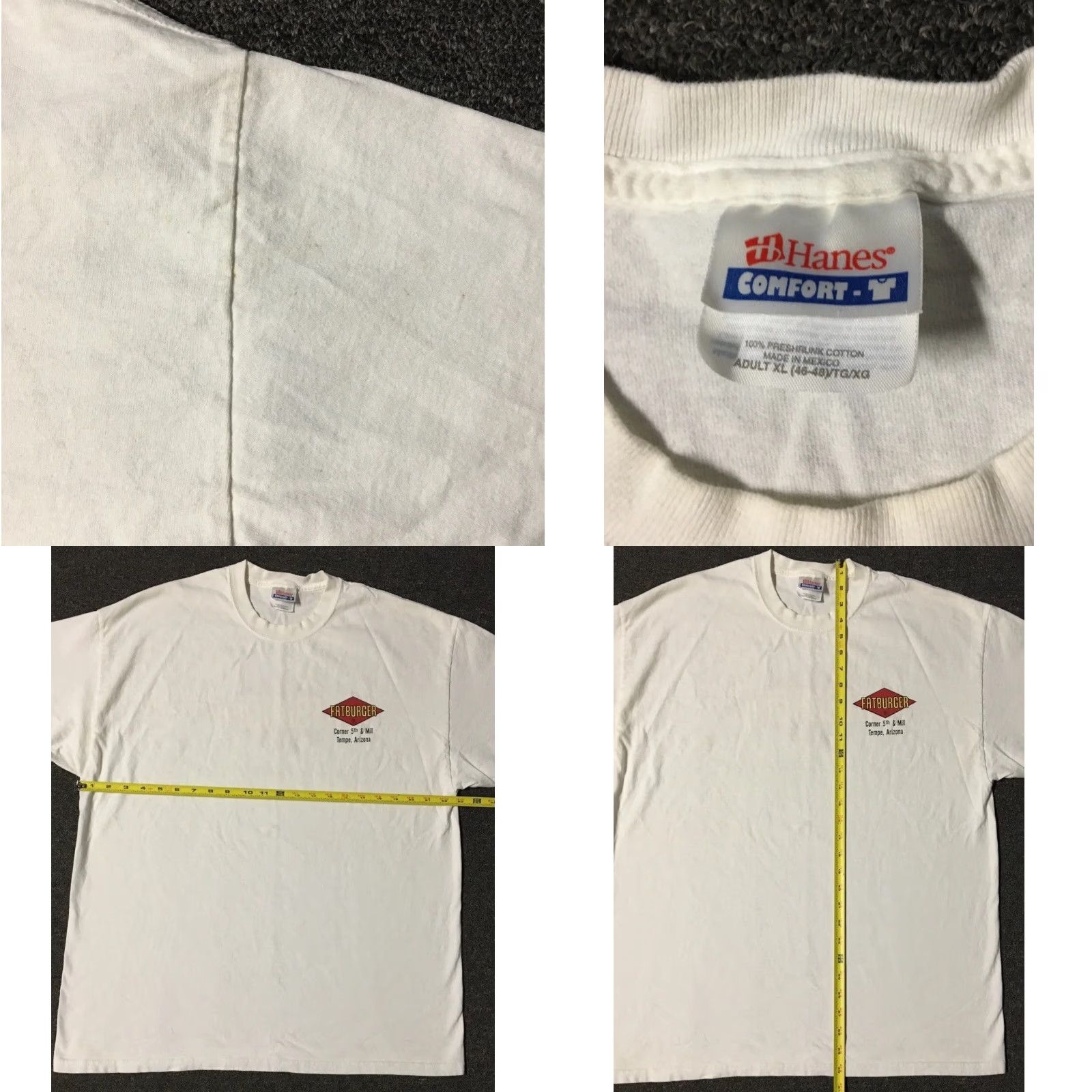 Vintage VINTAGE Fatburger Tempe T-Shirt XL White Grunge 90s Y2K Fast Food Biker Arizona USA Men’s Shirt Size US XL / EU 56 / 4 - 9 Thumbnail