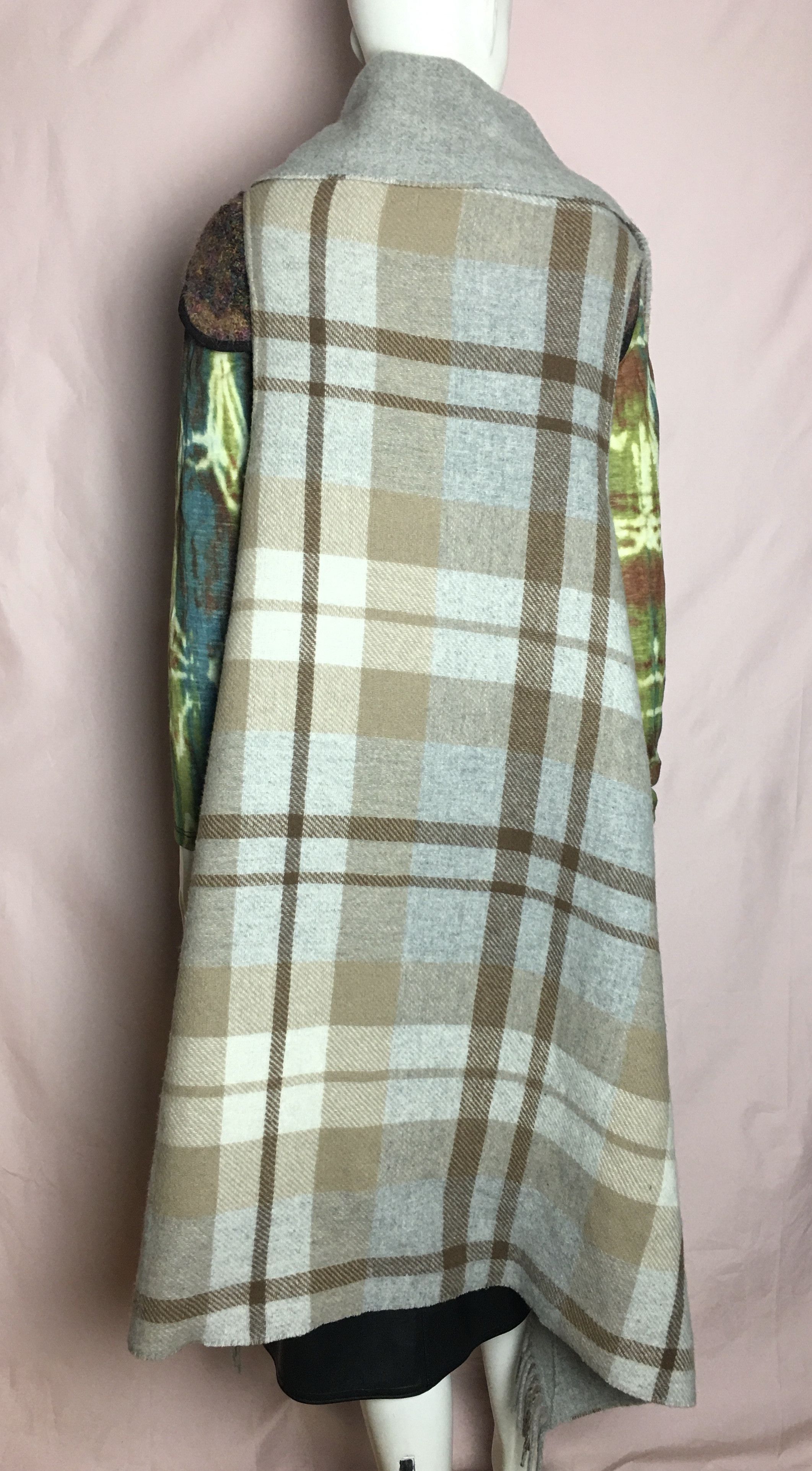 Fabiana Filippi Fabiana Filippi Checked Wool Waistcoat Poncho Grey Beige Size M / US 6-8 / IT 42-44 - 7 Thumbnail