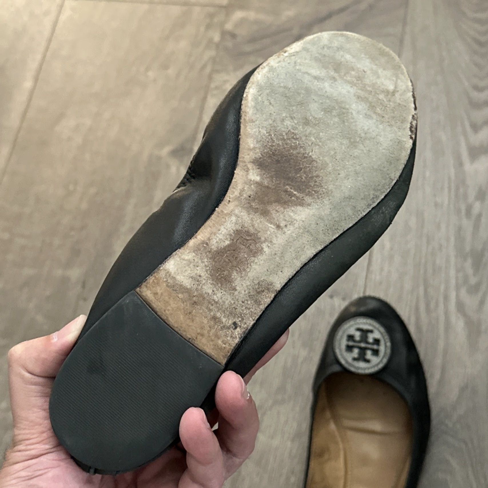 Tory Burch Tory Burch Liana Ballet Flats Womens Size 9.5 Blue Leather Round Toe Logo Rhinestone Slip-On Size US 10 / IT 40 - 2 Thumbnail