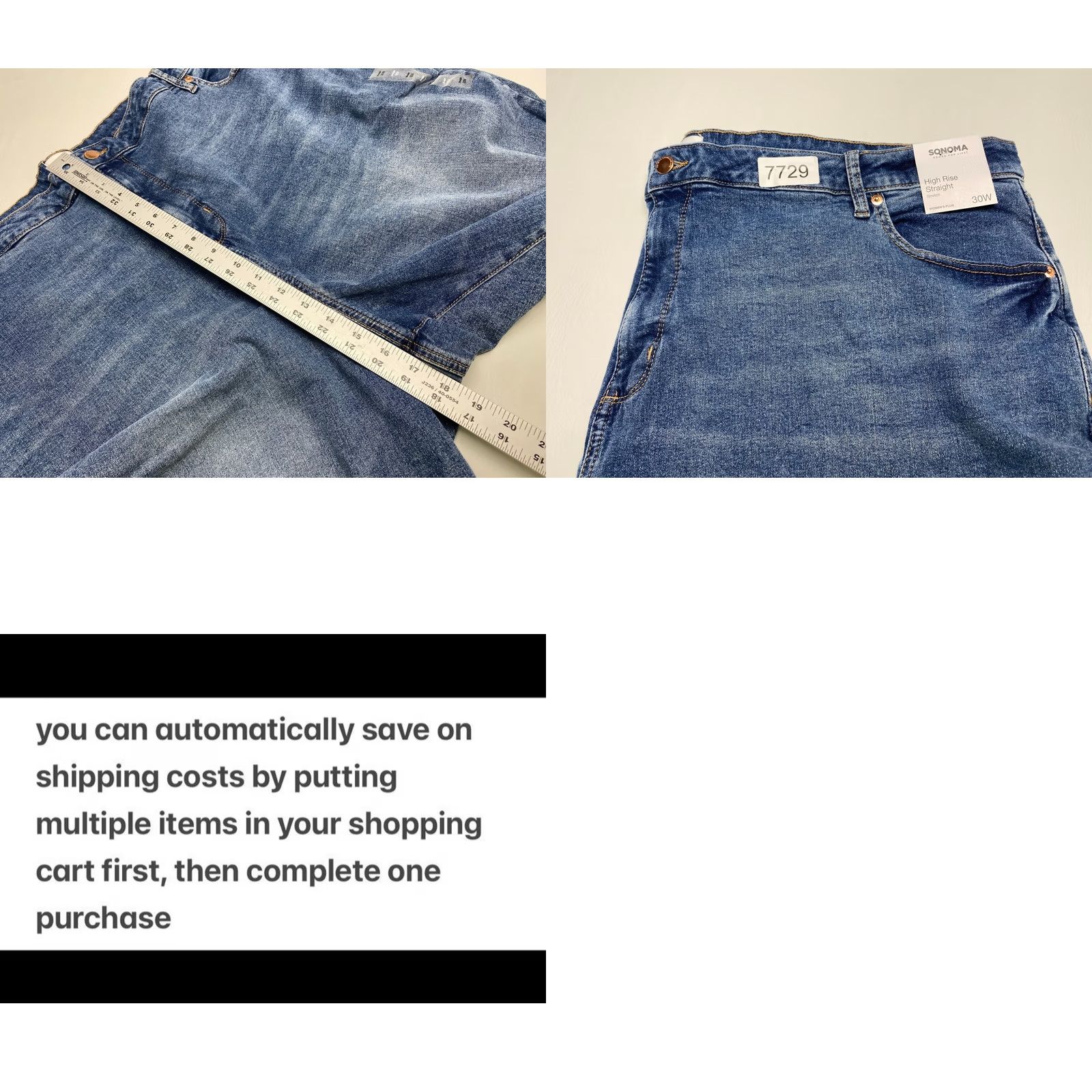 Vintage NWT Sonoma Jeans for Women Plus 30W 48x29 Blue Stretch Sonoma Jeans Straight High Rise 5-Pocket Denim Size 30" / US 8 / IT 44 - 9 Thumbnail