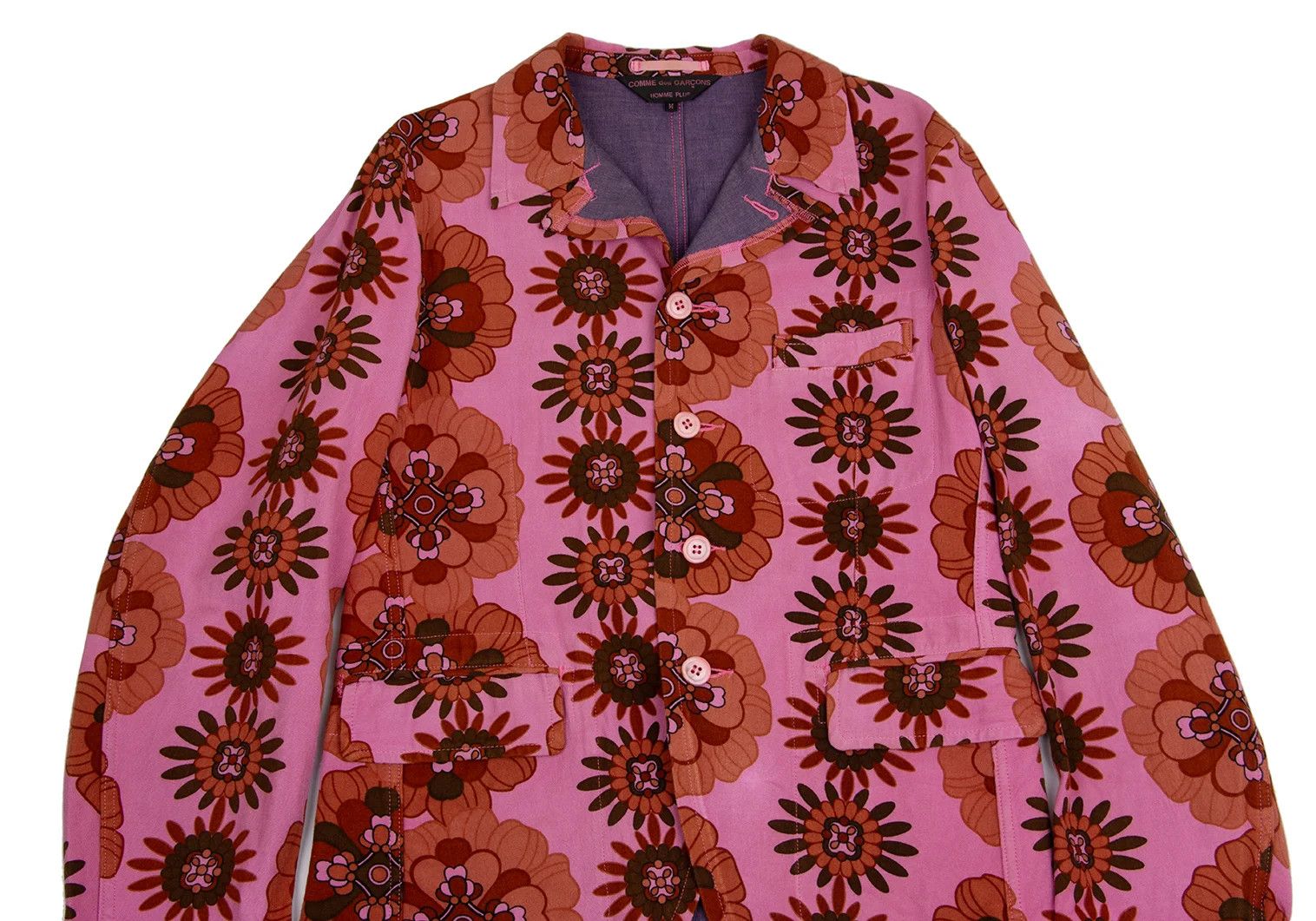 Comme des Garcons Homme Plus Product Dyed Flower Print Jacket in Pink and Brown Size US M / EU 48-50 / 2 - 2 Thumbnail