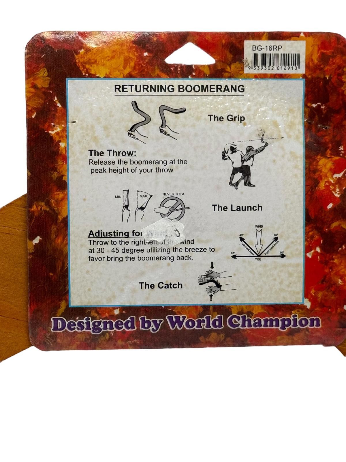 Other Hand Painted Returning Boomerang Designed by World Champion Size ONE SIZE - 7 Thumbnail