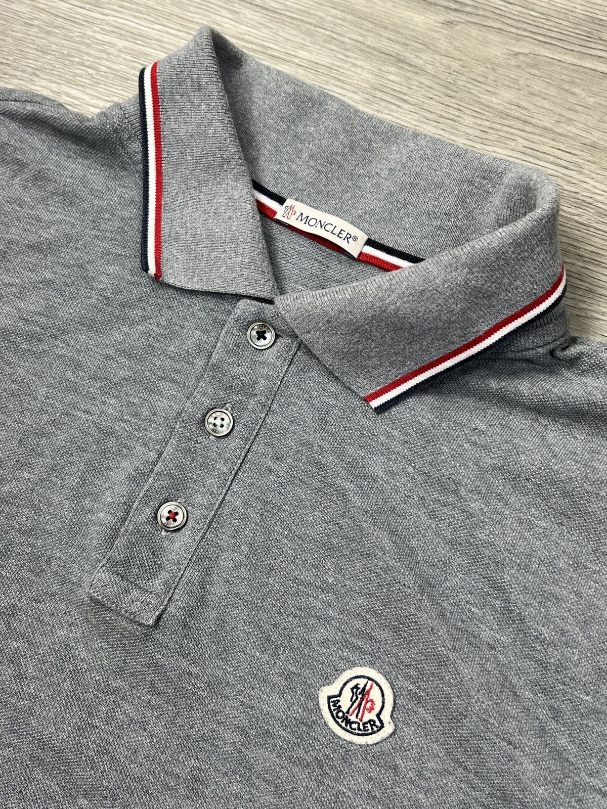 Moncler Moncler Men’s Grey Tricolor Trim Pique Polo Shirt XL Size US XL / EU 56 / 4 - 3 Thumbnail