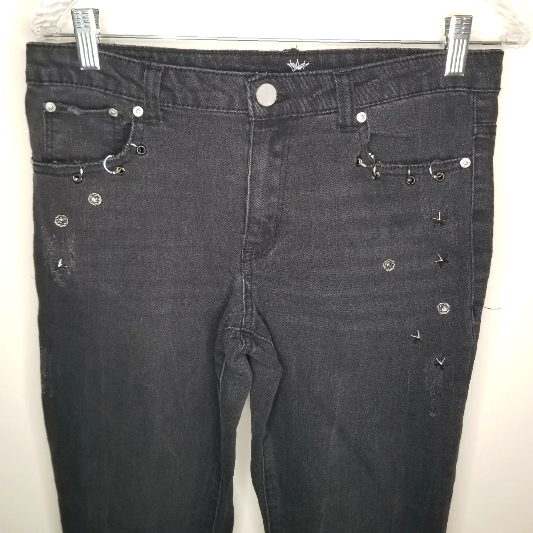 Almost Famous Almost Famous Jeans Women Black Mid Rise Straight Size 11 Stars Flowers Rings Womens Size 32" / US 10 / IT 46 - 2 Thumbnail