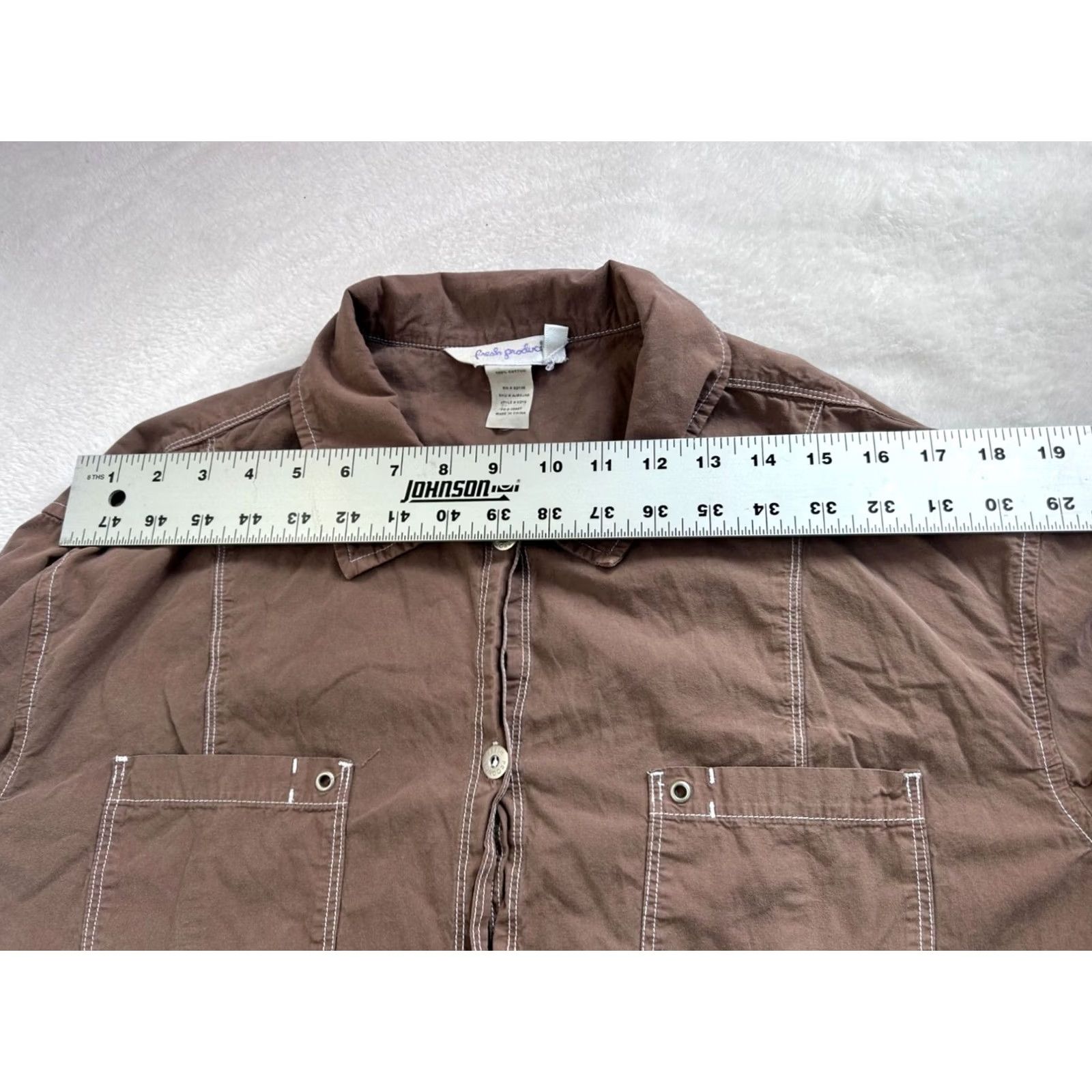 Vintage Fresh Produce Womens Button-Front Brown Jacket Size XXL Cotton Casual Lightweight Size XXL / US 16-18 / IT 52-54 - 6 Thumbnail