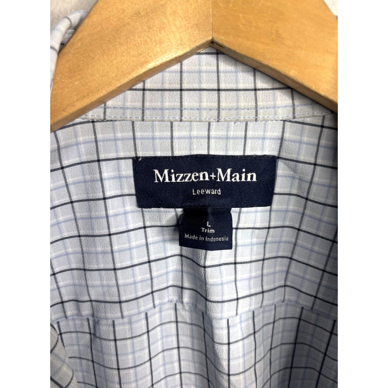 Mizzen+Main Mizzen+Main Shirt Mens Large Blue Check Leeward Trim Fit Long Sleeve Dress Size 42R - 3 Thumbnail