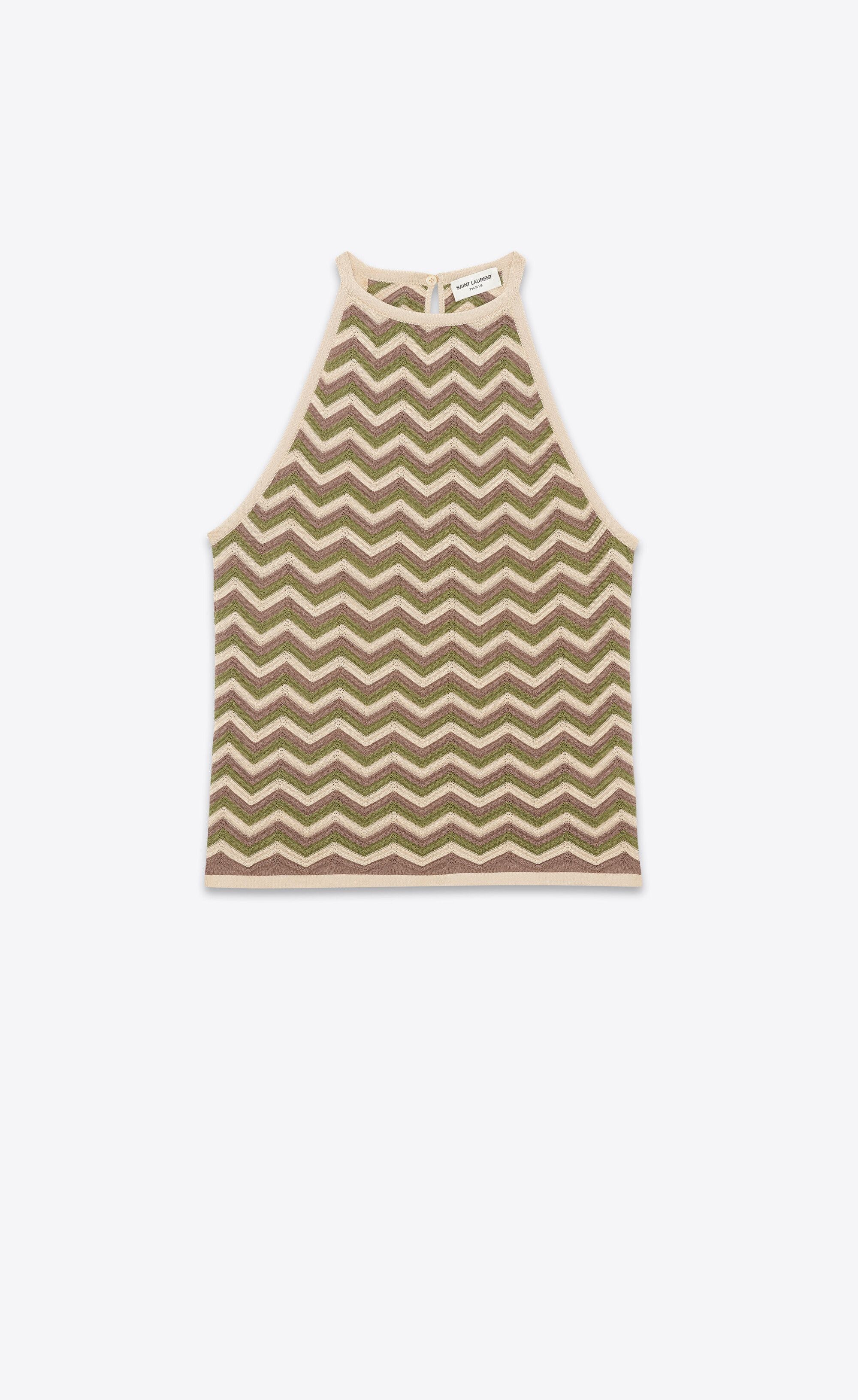Saint Laurent Paris o1s1wg110225 732882 Sleeveless Tank Top Chevron Knit Size XS / US 0-2 / IT 36-38 - 1 Thumbnail