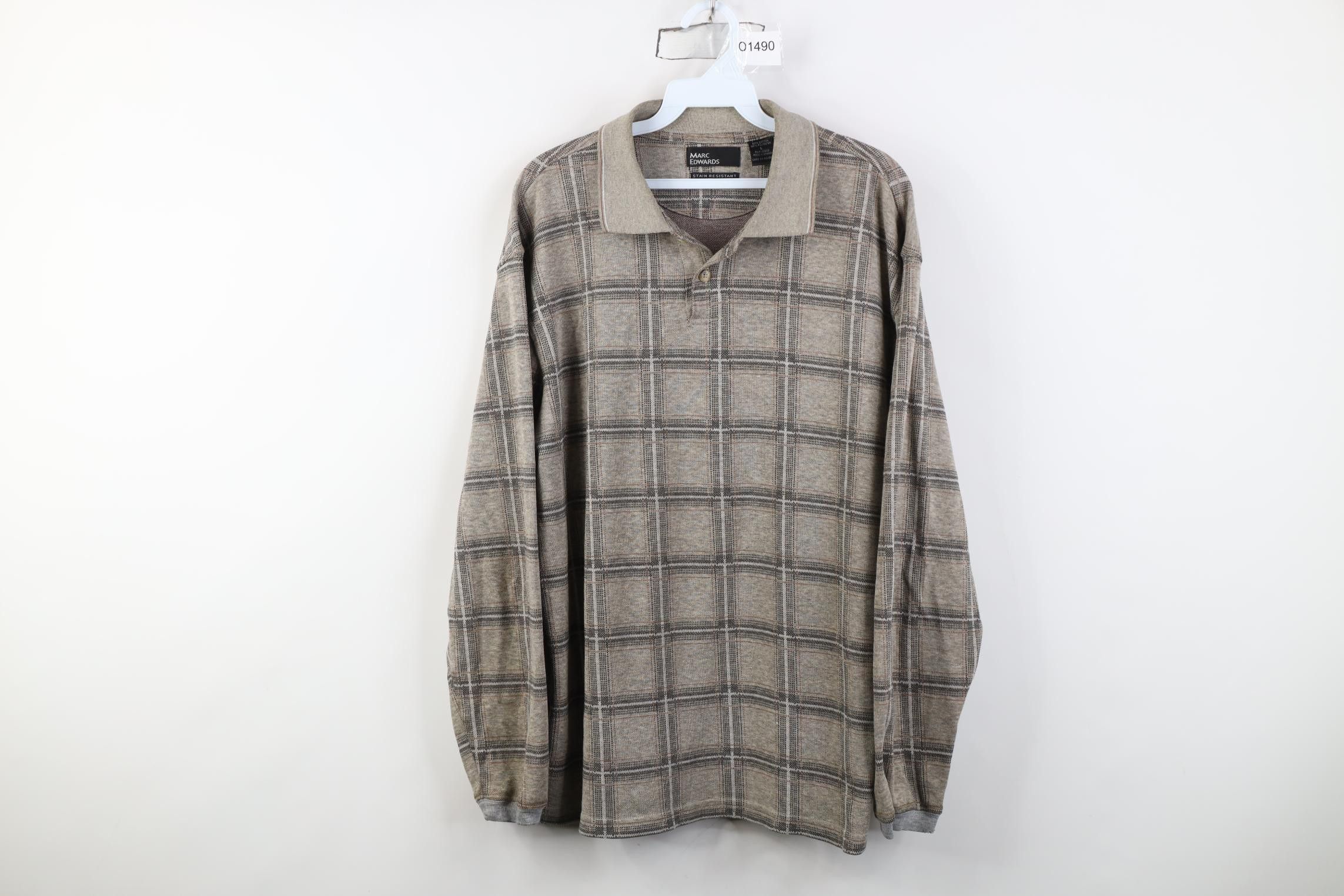 Vintage Vintage 90s Streetwear Long Sleeve Rugby Polo Shirt Plaid Size US L / EU 52-54 / 3 - 1 Thumbnail