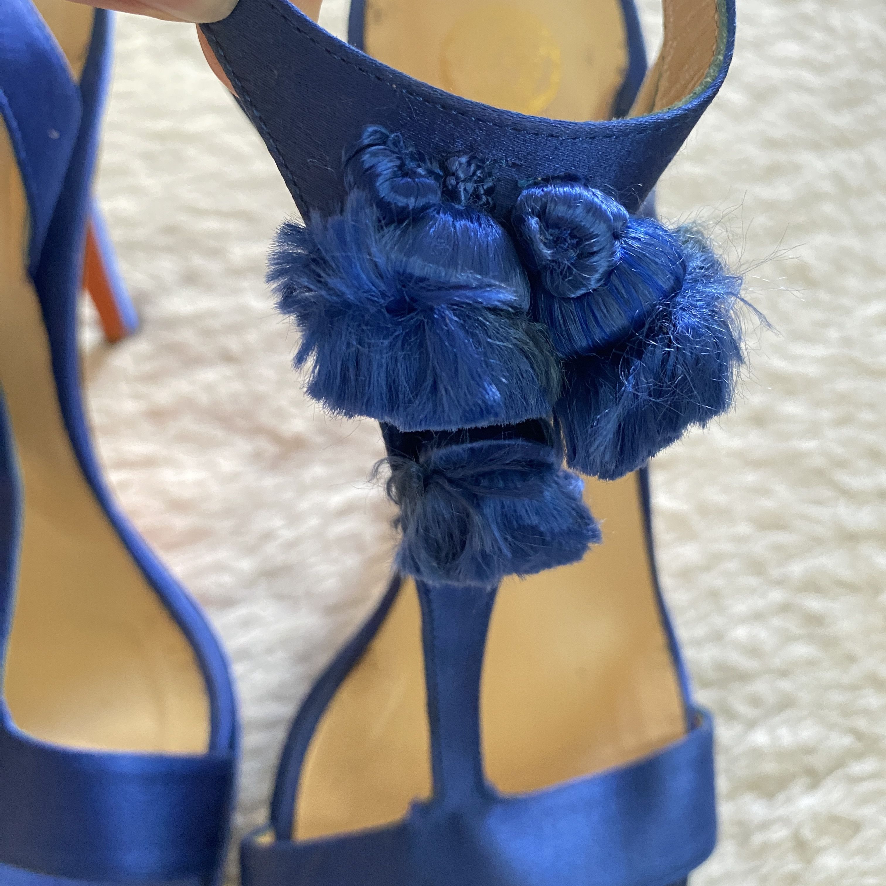 Versace Versace S/S 2008 Blue Silk Tassel Heels – Open Toe Sandals Size US 8 / IT 38 - 8 Thumbnail