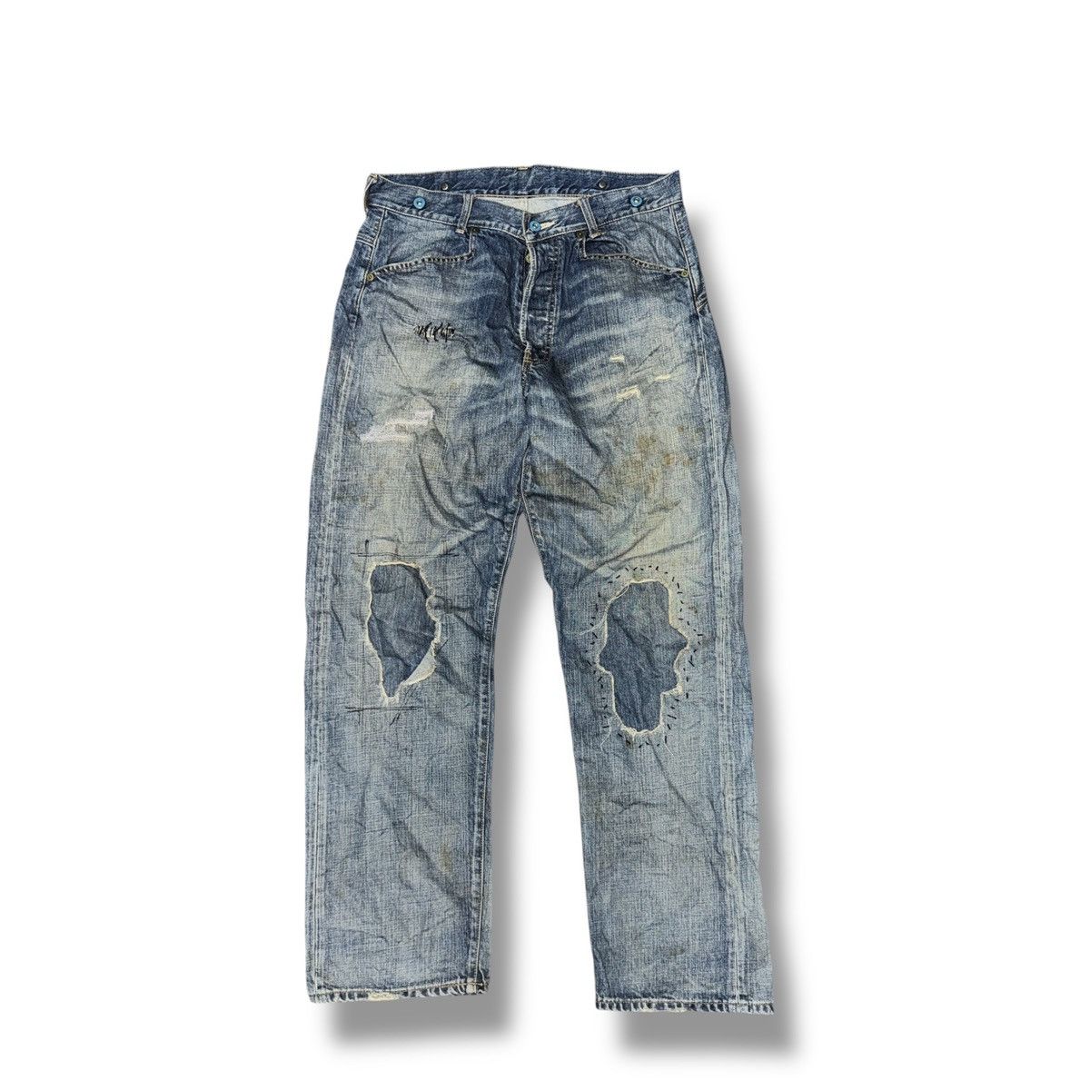 Japanese Brand × Sifury Sifury distress and dirty buckle back jeans Size US 35 - 1 Thumbnail
