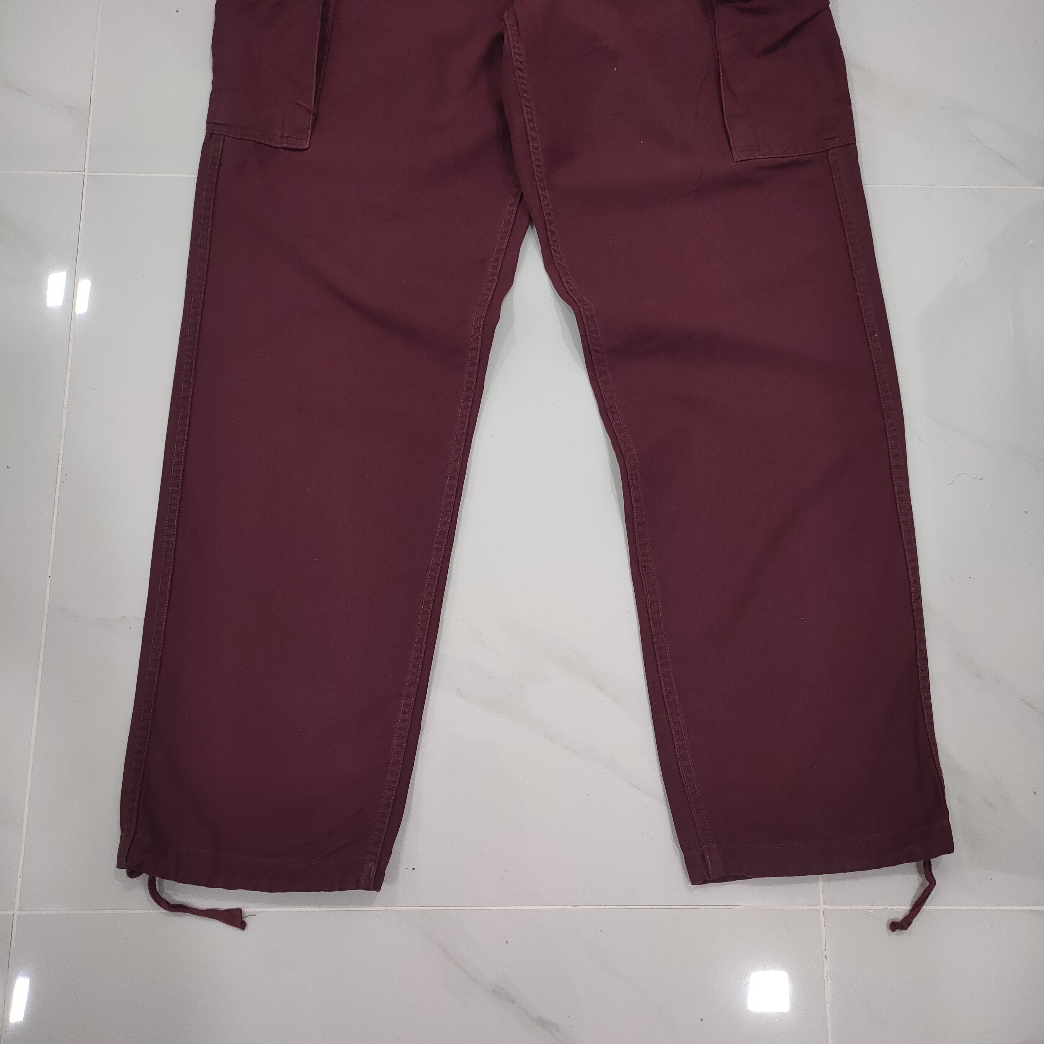 Japanese Brand VINTAGE BUTTON FLY MAROON BAGGY CARGO PANTS Size US 30 / EU 46 - 4 Thumbnail