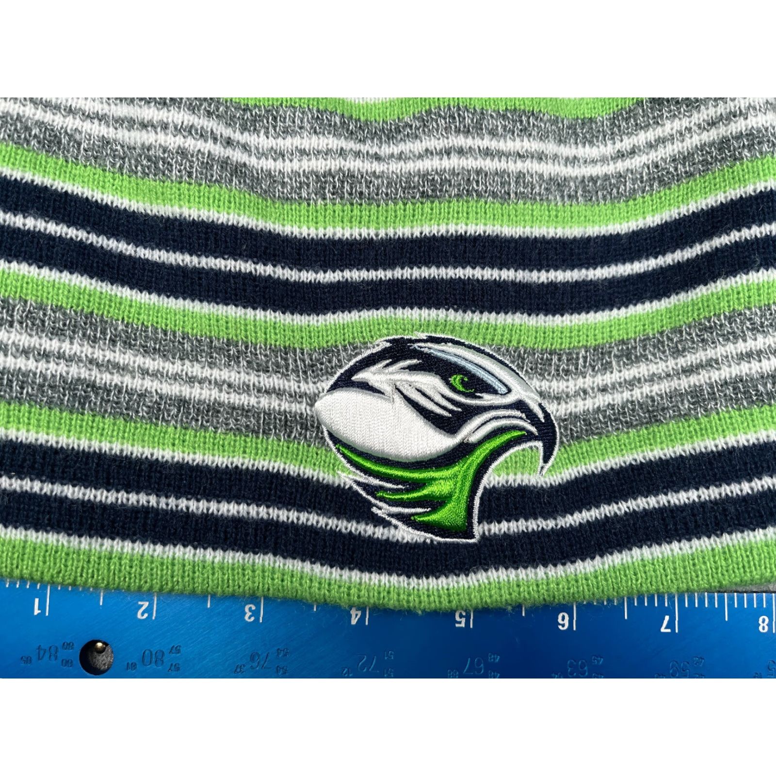 Zephyr Ridgeline Riverhawks Beanie Toque Adult OS Blue Green Stripe Acrylic Shirt? Size ONE SIZE - 2 Thumbnail