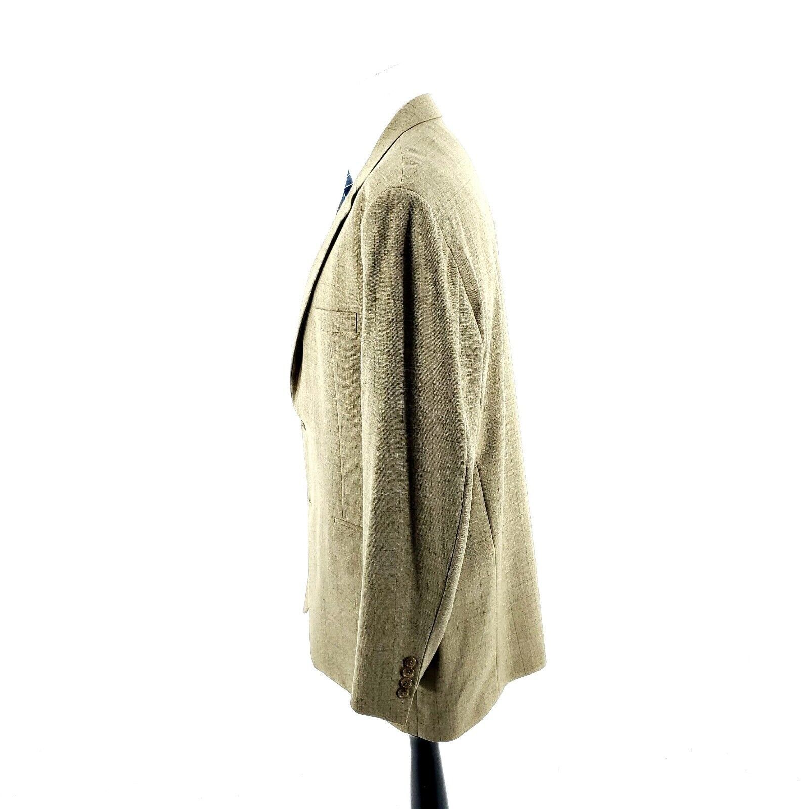 Pronto Uomo Pronto Uomo Worsted Wool 2 Button Blazer 44L Tan Sharkskin B Size 44L - 4 Thumbnail
