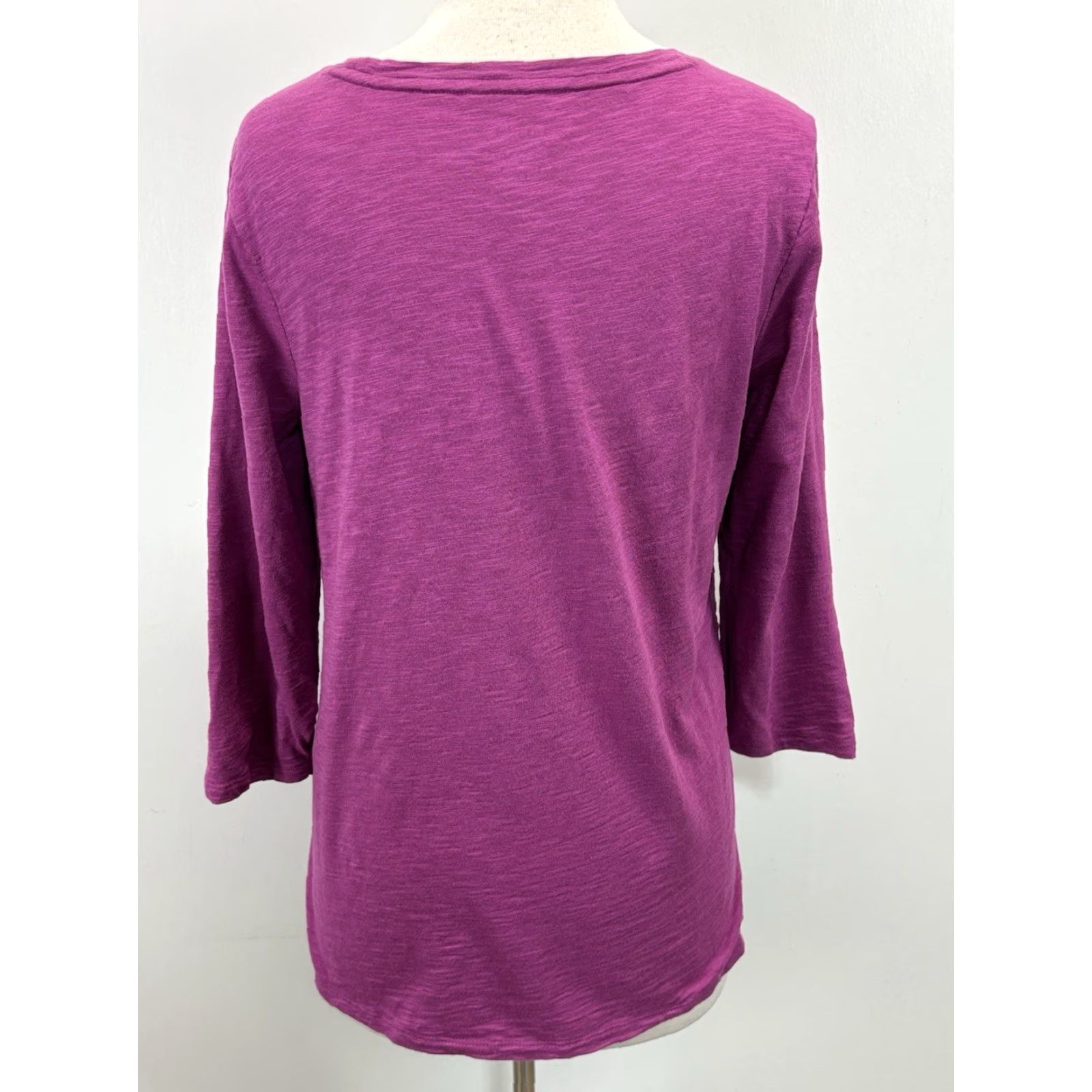 Vintage VINTAGE CHICOS The Ultimate Tee Shirt T-Shirt Tunic 3/4 Sleeves Medium Mulberry Women’s, Cotton Blend, Pullover, Solid, Pre-owned Good, US Shipments Size M / US 6-8 / IT 42-44 - 3 Thumbnail