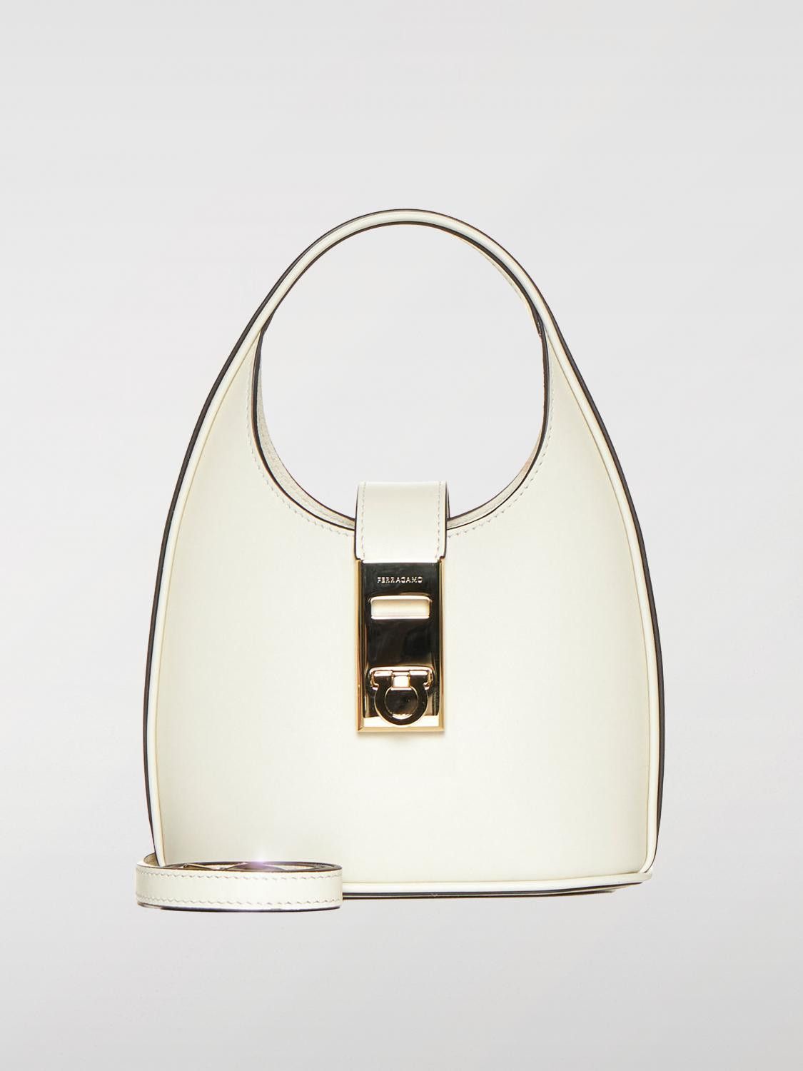 Salvatore Ferragamo o1s1rm0924 Size: OS / Leather Mini Hobo Bag in White Size ONE SIZE - 1 Thumbnail