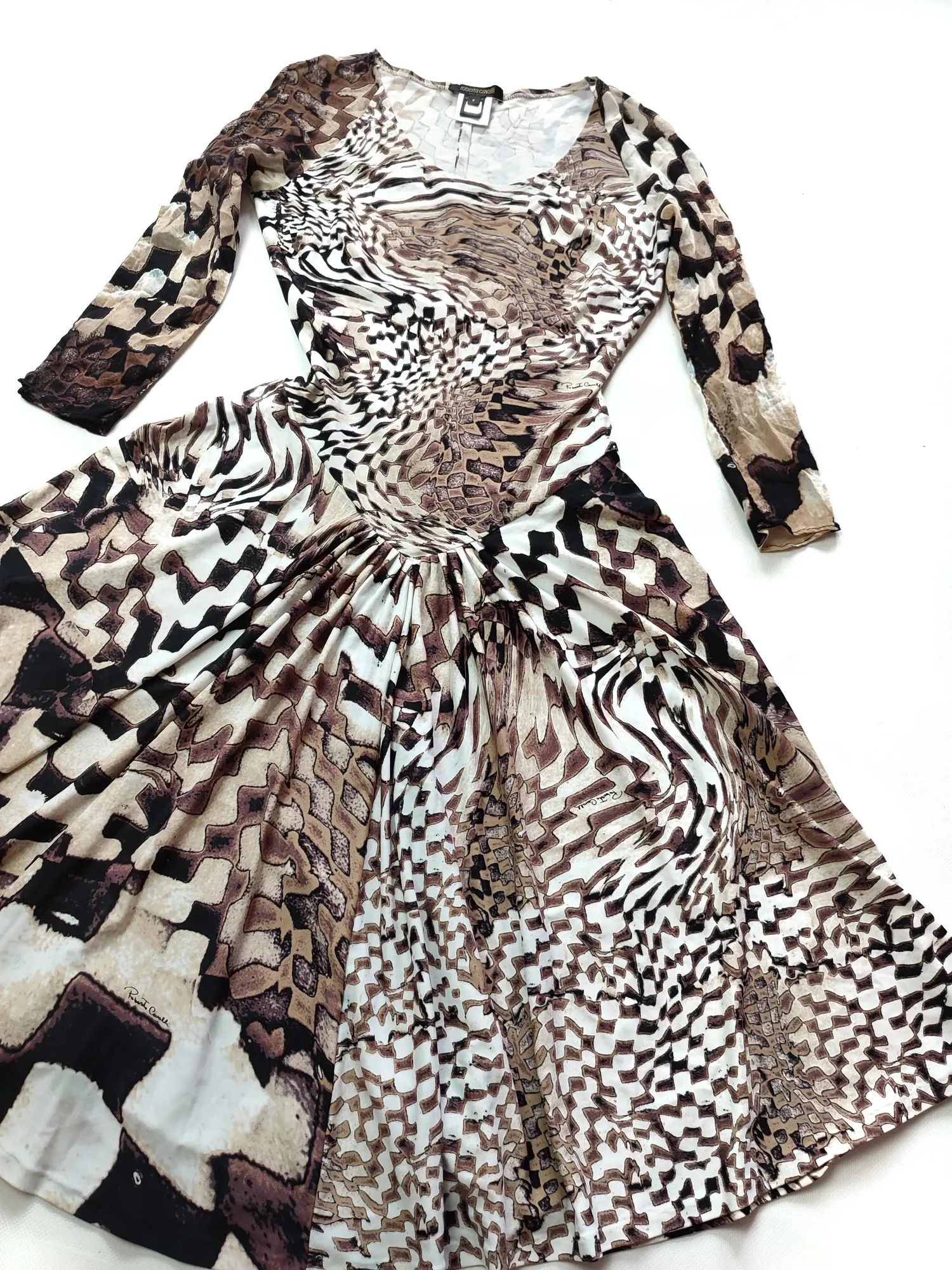 Roberto Cavalli Vintage Roberto Cavalli 2003 Silk Dress Psychodelic Runway Size S / US 4 / IT 40 - 3 Thumbnail