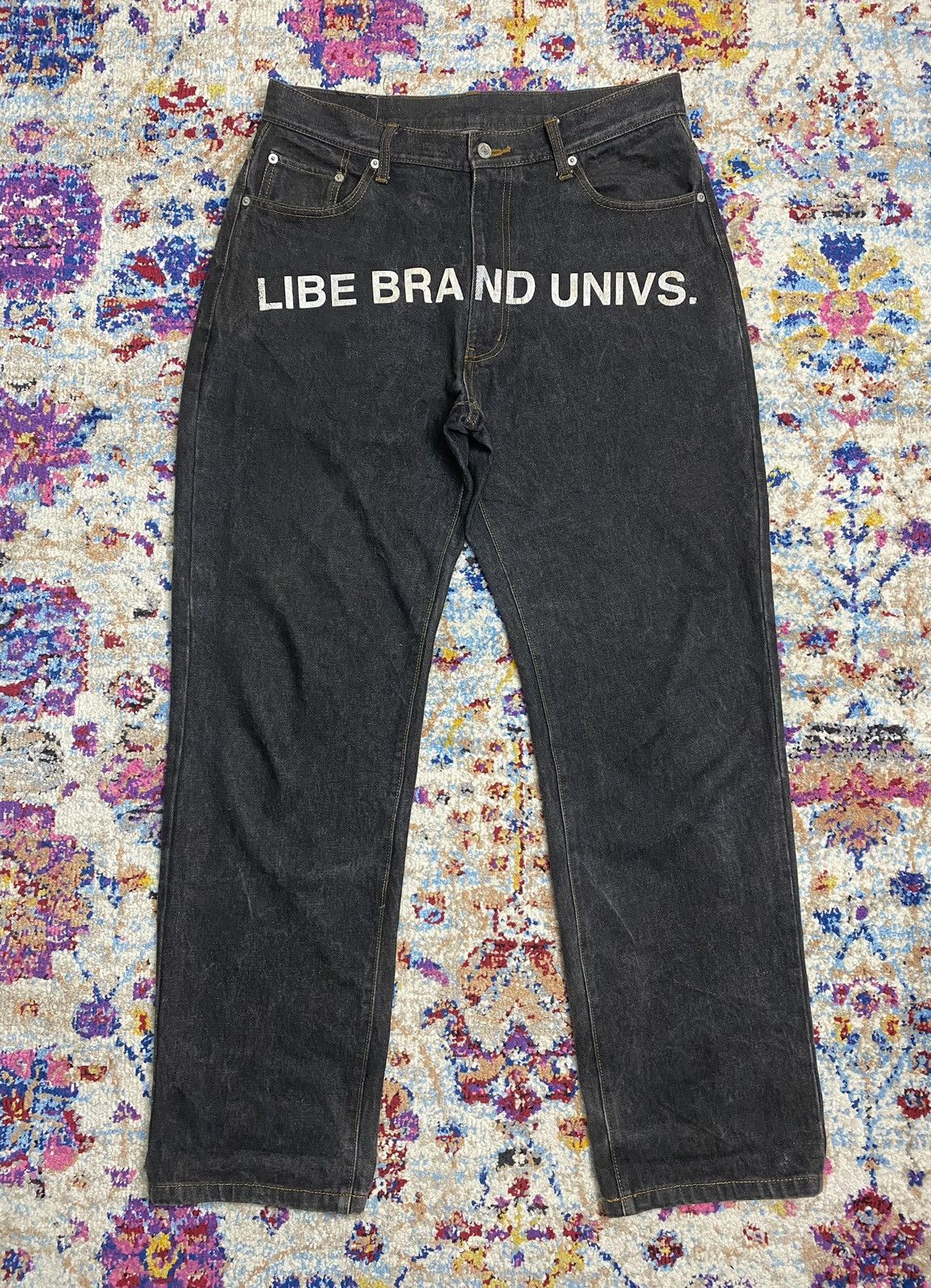 Japanese Brand Libe Brand Univs Co Dark Grey Statement Jeans Size US 34 / EU 50 - 1 Thumbnail
