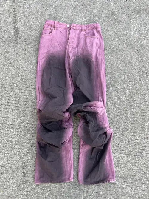 Jean Deep Dye Purple Straight Denim Jeans Size US 30 / EU 46 - 7 Thumbnail