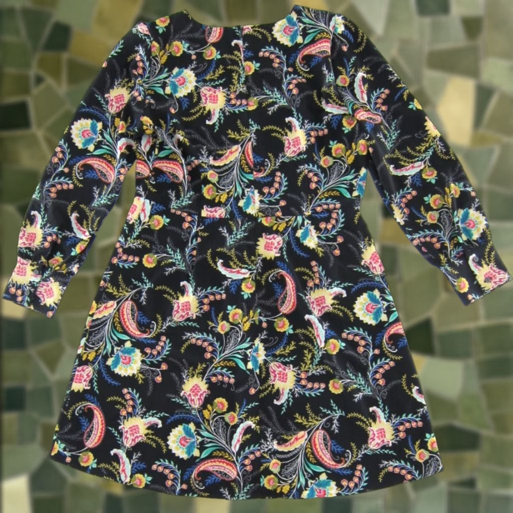 Loft Ann Taylor Loft Dress Long Sleeve Floral Paisley Black Green Yellow Pink 12 Size XL / US 12-14 / IT 48-50 - 1 Thumbnail