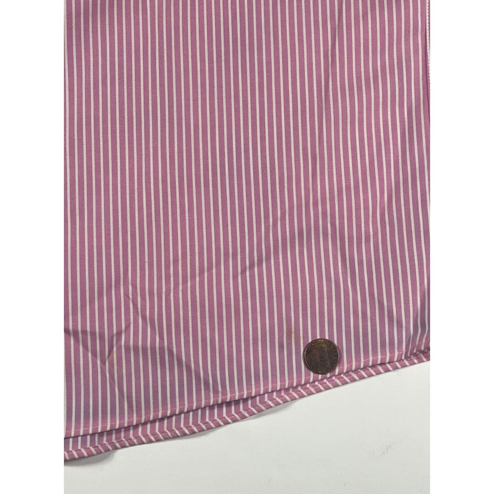 Stafford Stanford NonIron Button Up Long Sleeve Dress Shirt Mens 16 1/2 32/33 Pink Striped Size 46R - 7 Thumbnail