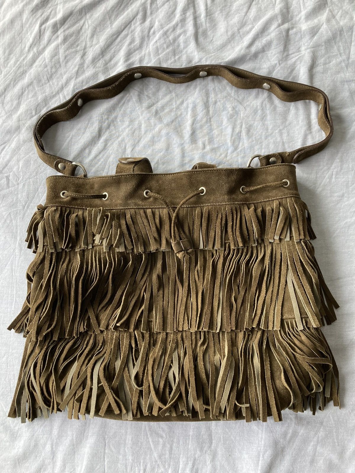 Gerard Darel Soft Brown Suede Shoulder Bag with Fringes by Gerard Darel Size ONE SIZE - 5 Thumbnail