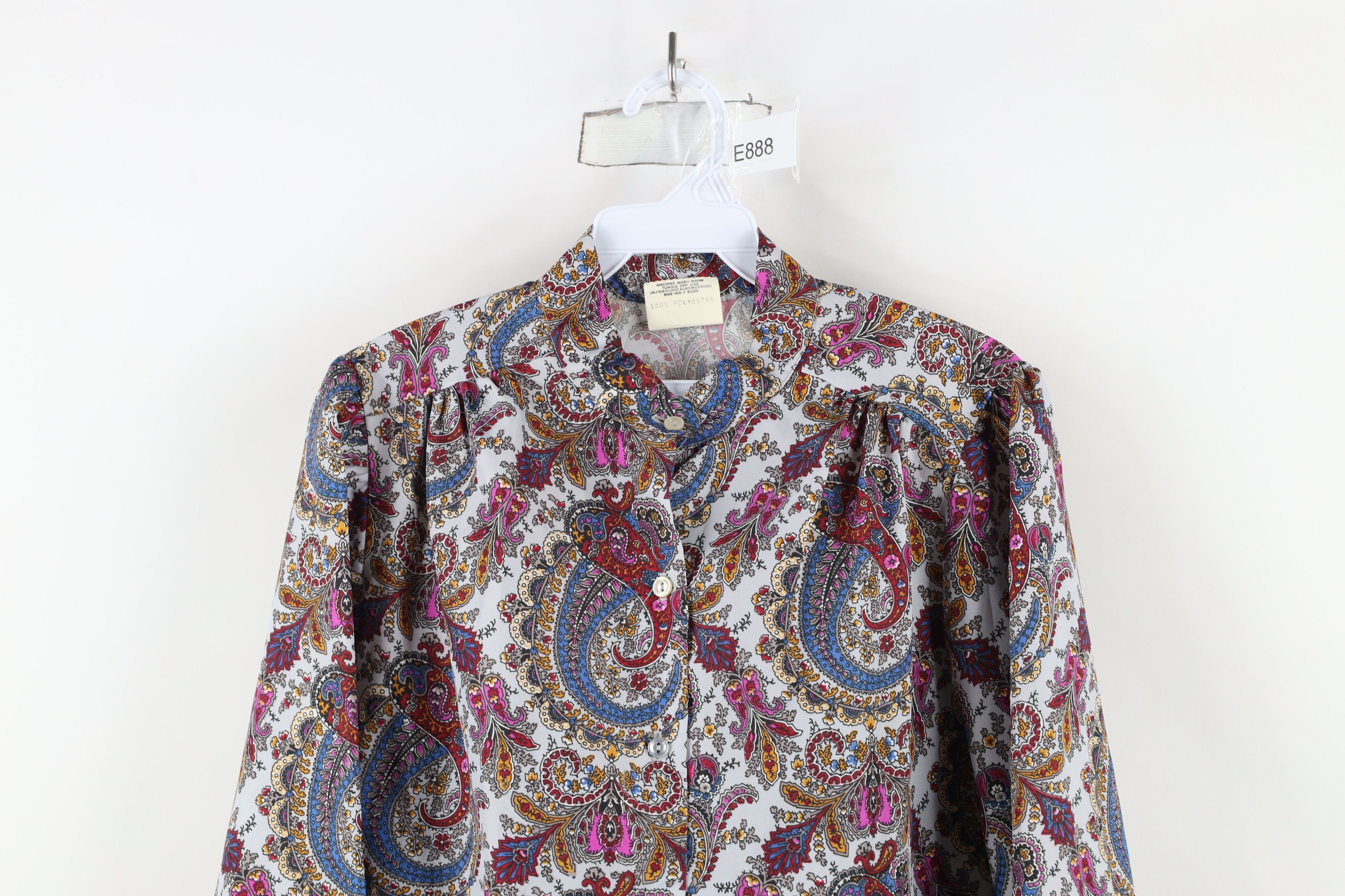 Vintage Vintage 70s Mid Century Modern MCM Paisley Button Shirt USA Size S / US 4 / IT 40 - 2 Thumbnail