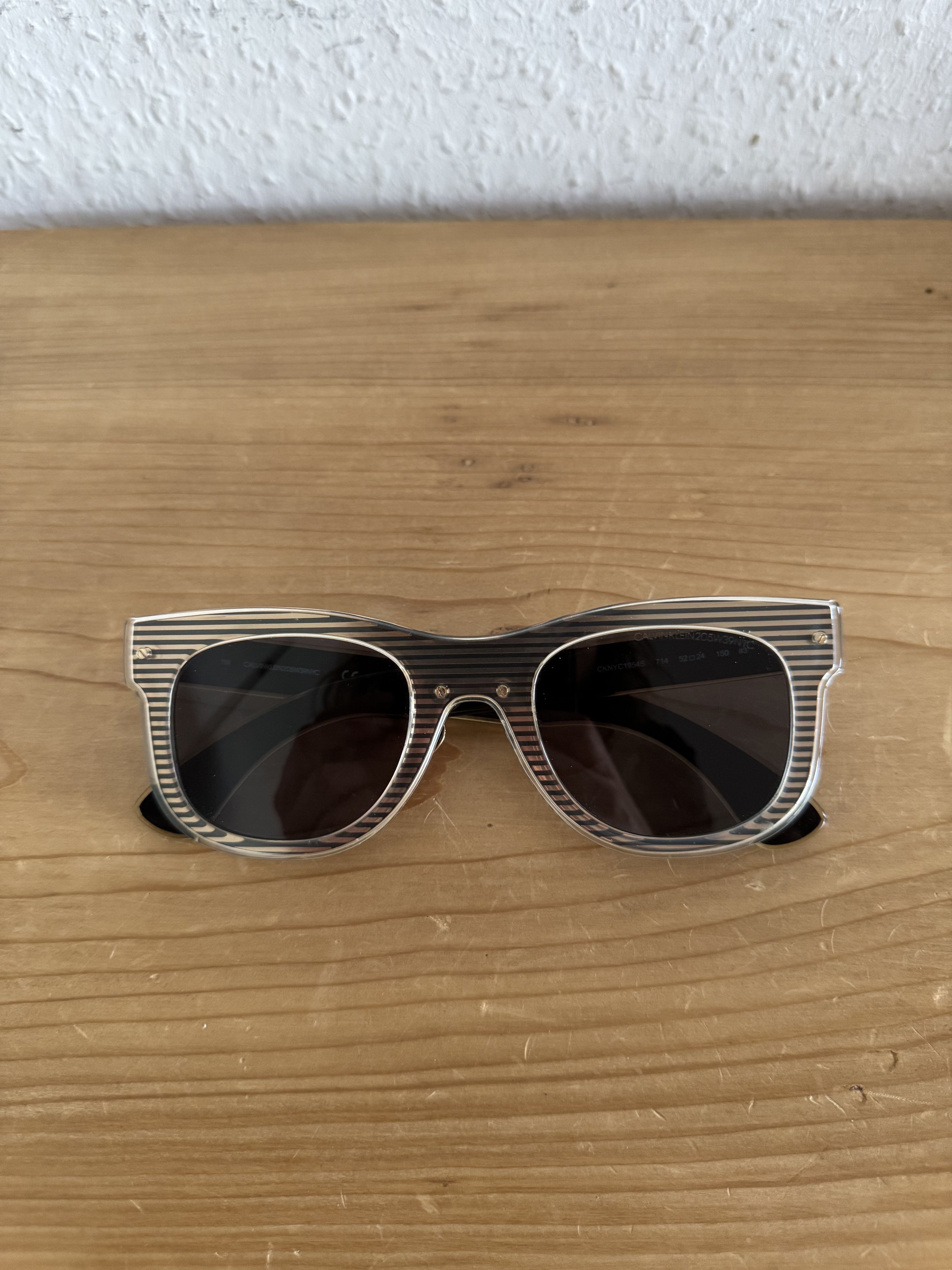 Calvin Klein 205W39NYC CKNYC1954S Striped Oversized Shield Sunglasses Size ONE SIZE - 3 Thumbnail