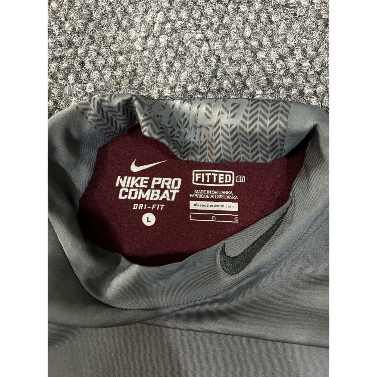 Nike Nike Pro Combat Shirt Nike Mens Large Gray Long Sleeve Dri-FIT Fitted Athletic Gym Size US L / EU 52-54 / 3 - 5 Thumbnail