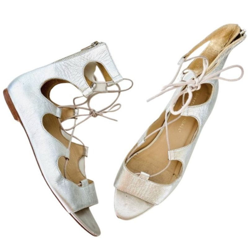 Loeffler Randall LOEFFLER RANDALL Metallic Silver Leather Sandal Flats 8.5 Size US 8.5 / IT 38.5 - 1 Thumbnail