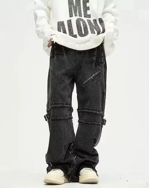Japanese Brand VIBE Black Gothic Pants Wide Leg Baggy Jeans Size US 30 / EU 46 - 1 Thumbnail