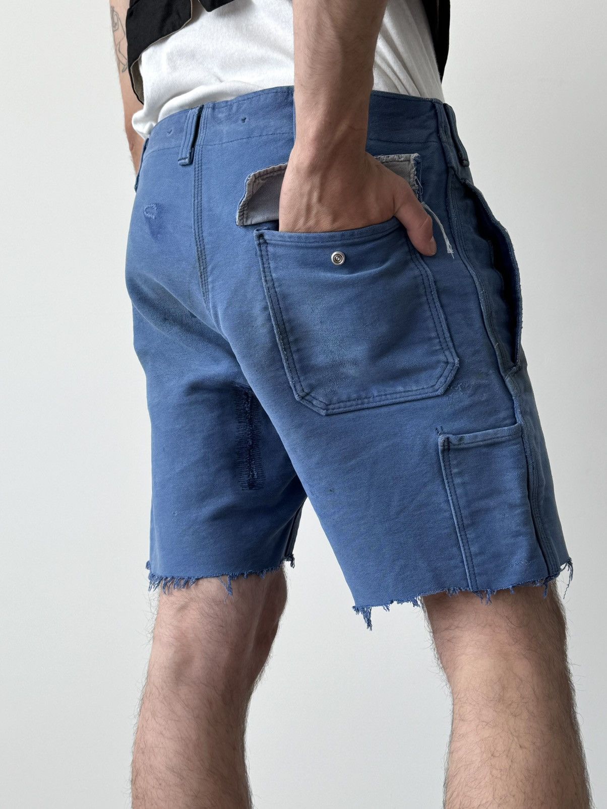Vetra 1970s Vintage French Workwear Sanfor Thrashed Heavy Shorts Size US 30 / EU 46 - 4 Thumbnail