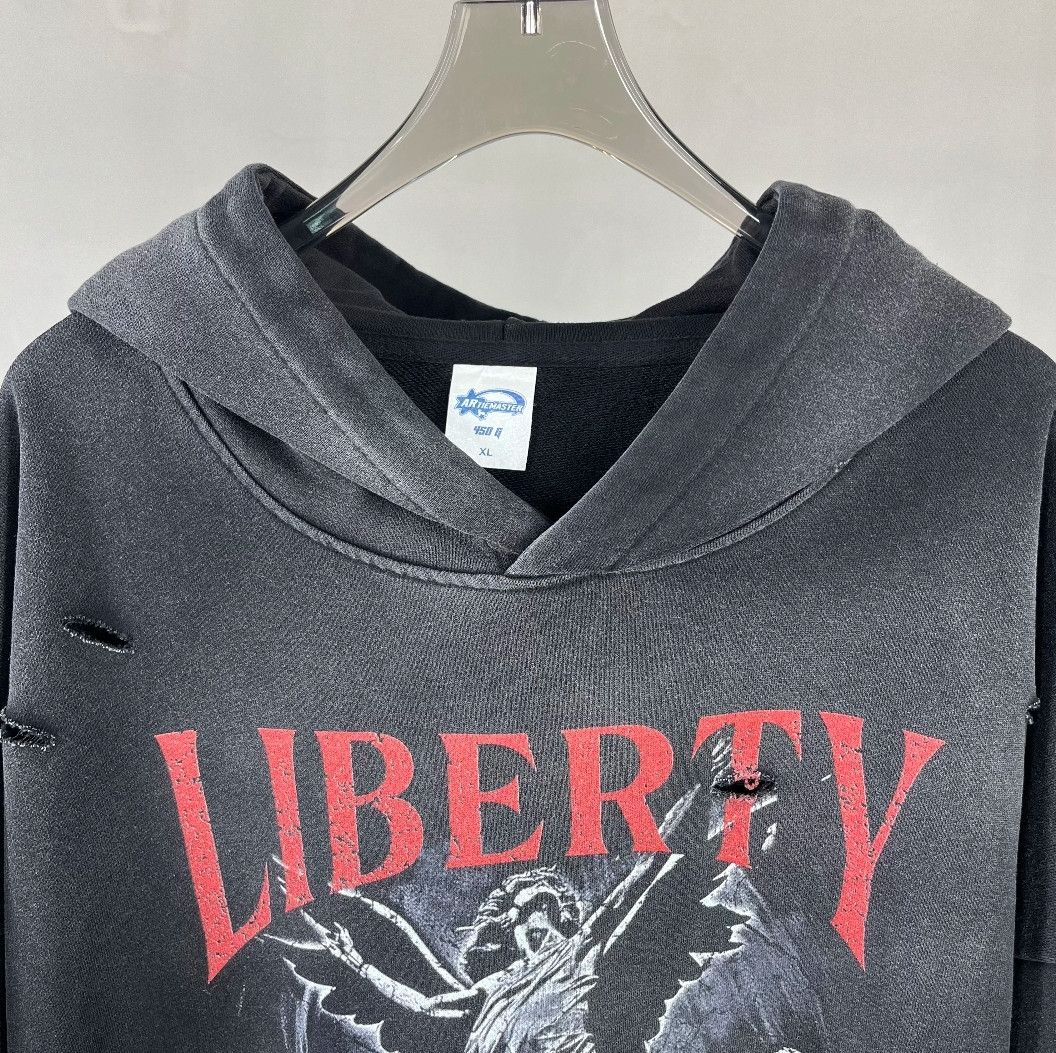 Designer × Vintage Oversized Printed Hoodie Irregularly Perforated Frilled Y2K Size US XL / EU 56 / 4 - 3 Thumbnail