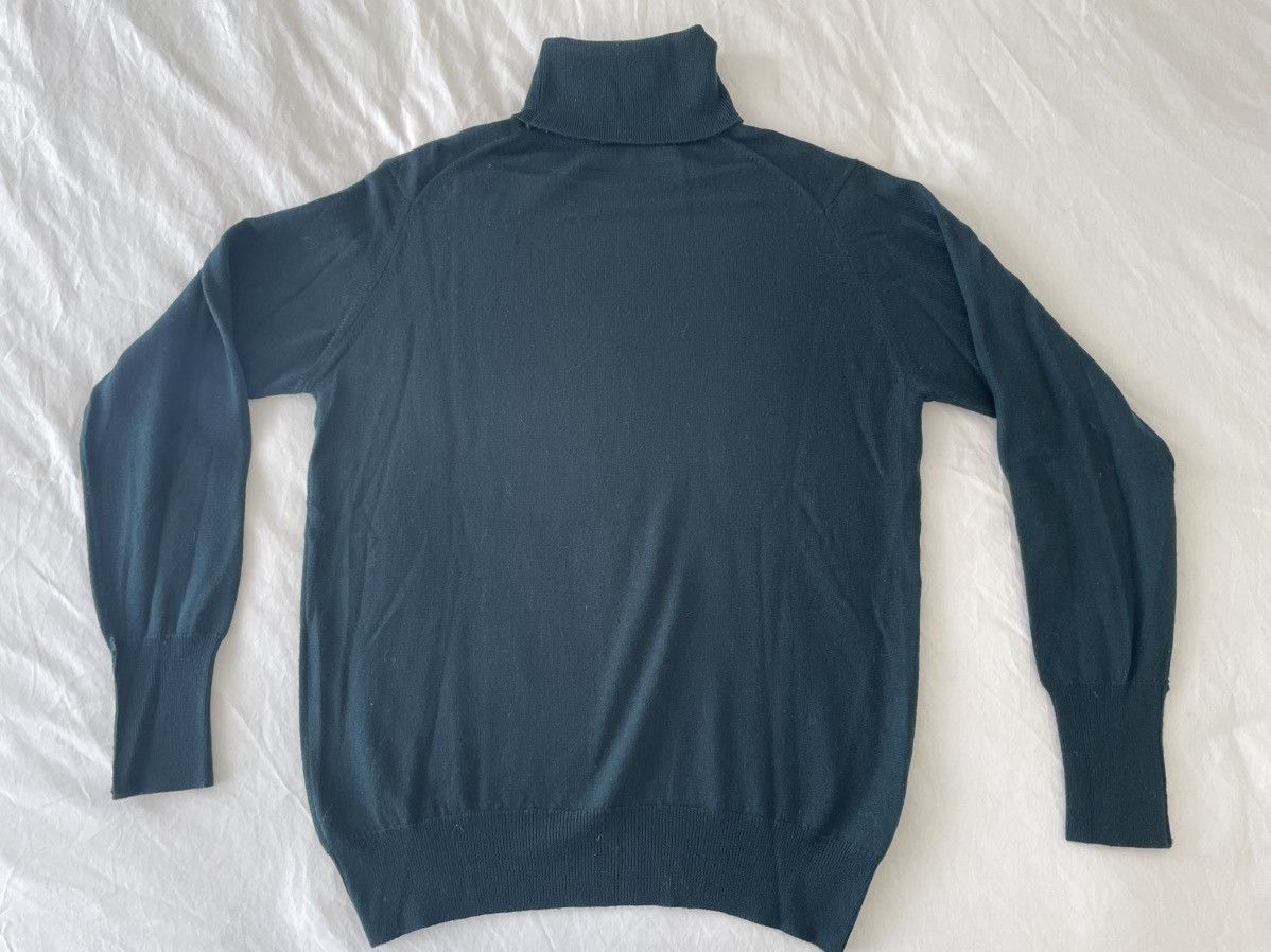 Thom Sweeney Classic Dark Green Merino Wool Roll Neck Turtleneck Sweater Size US M / EU 48-50 / 2 - 2 Thumbnail