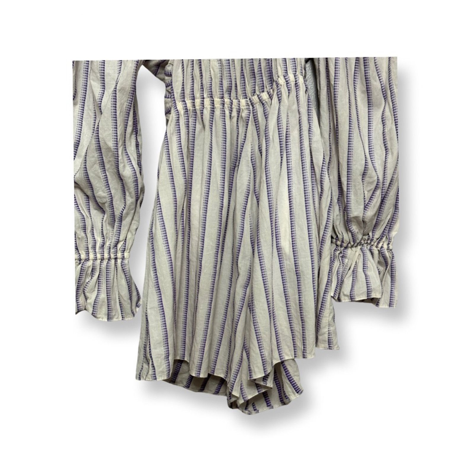 Topshop Topshop Purple Stripe Peasant Style Tie Front Romper Size 4 Size 27" / US 4 / IT 40 - 7 Thumbnail