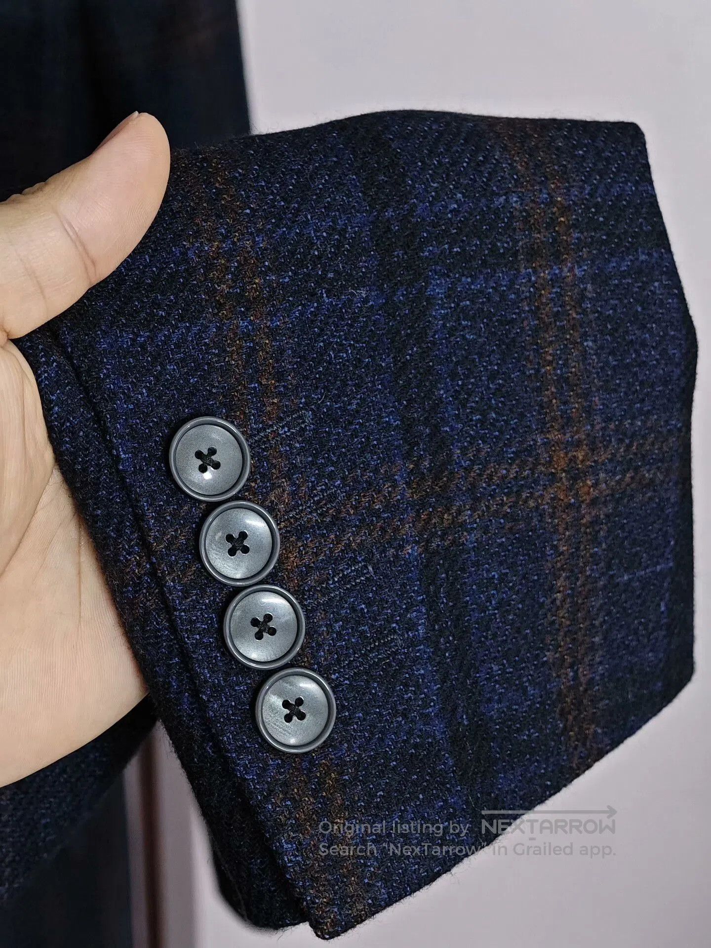 Japanese Brand Italian Wool Casual Blazer with Check Pattern. Size US S / EU 44-46 / 1 - 4 Thumbnail