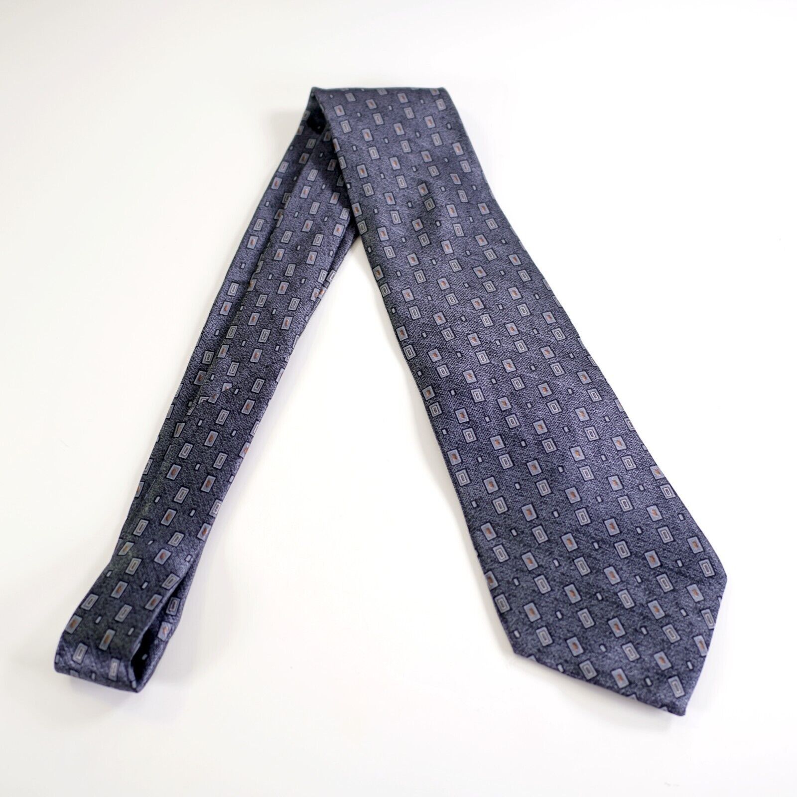 Other Repp Ltd Gray Metallic Geometric Print Wide Silk Tie Size ONE SIZE - 6 Thumbnail