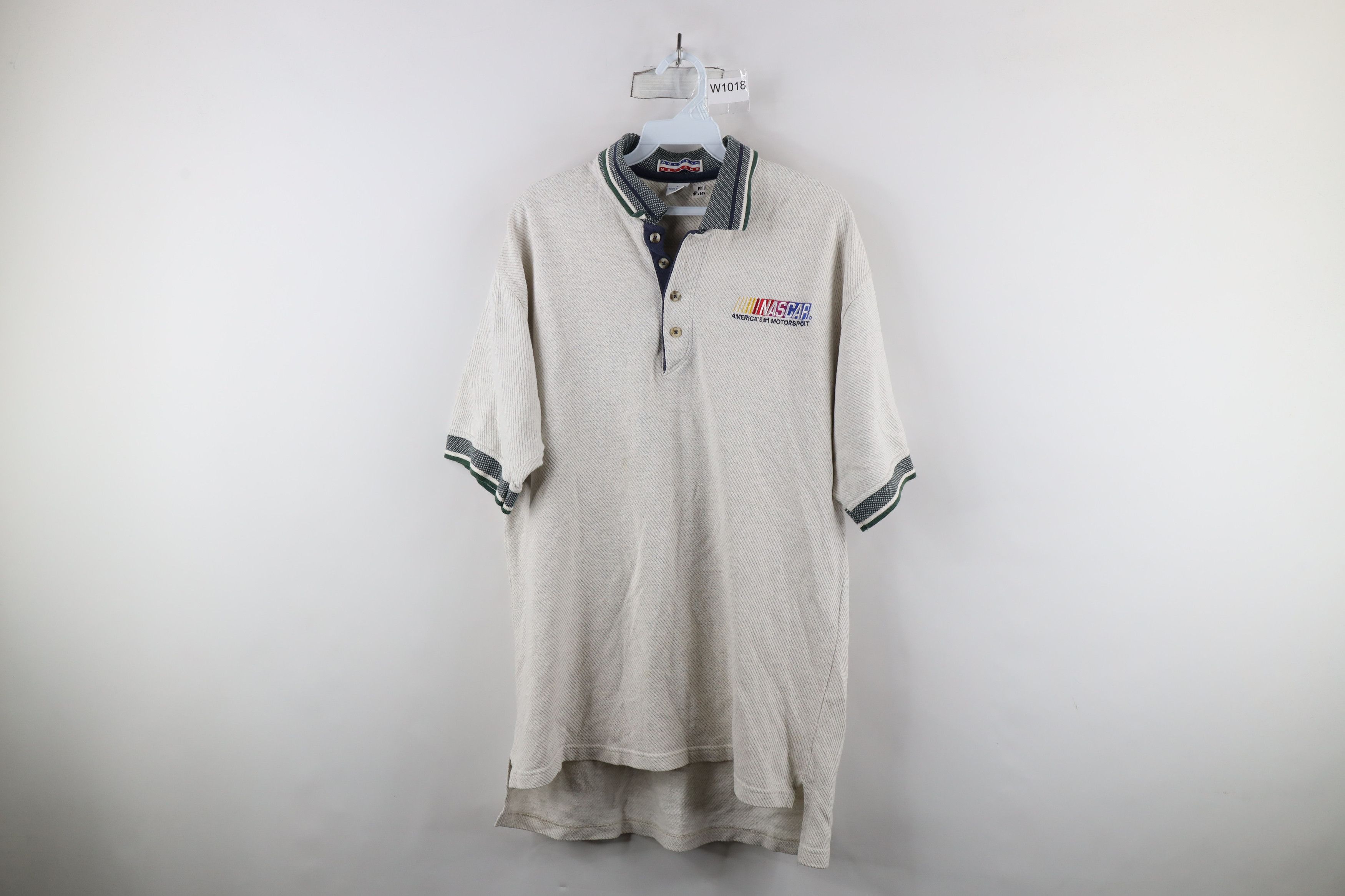 Vintage Vintage 90s Spell Out NASCAR Racing Polo Shirt Gray USA Size US L / EU 52-54 / 3 - 1 Thumbnail