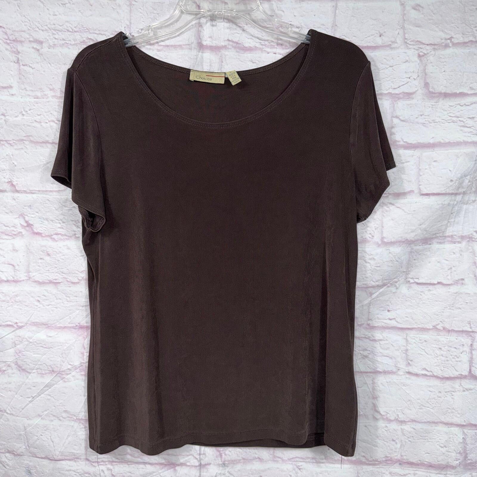 Other Choices Brown Acetate Blend Short Sleeve Blouse Womens Large Size L / US 10 / IT 46 - 1 Thumbnail
