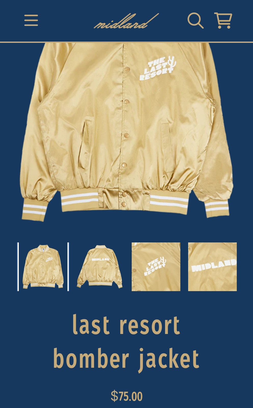 Band Tees × Vintage Midland The Last Resort Gold Satin Bomber Jacket Indie Band Size US L / EU 52-54 / 3 - 3 Thumbnail