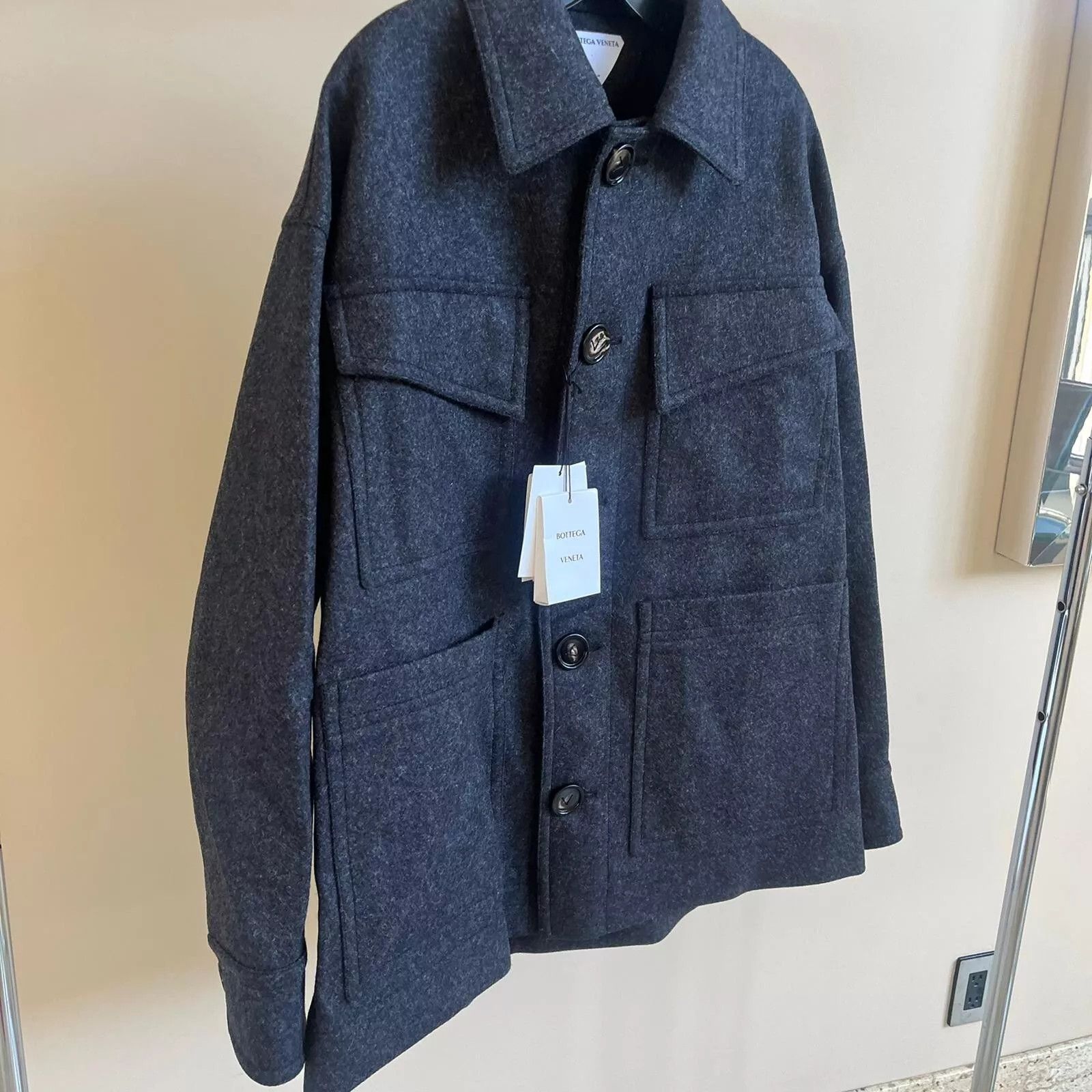 Bottega Veneta Military Wool Felted Coat in Charcoal Size US M / EU 48-50 / 2 - 10 Thumbnail