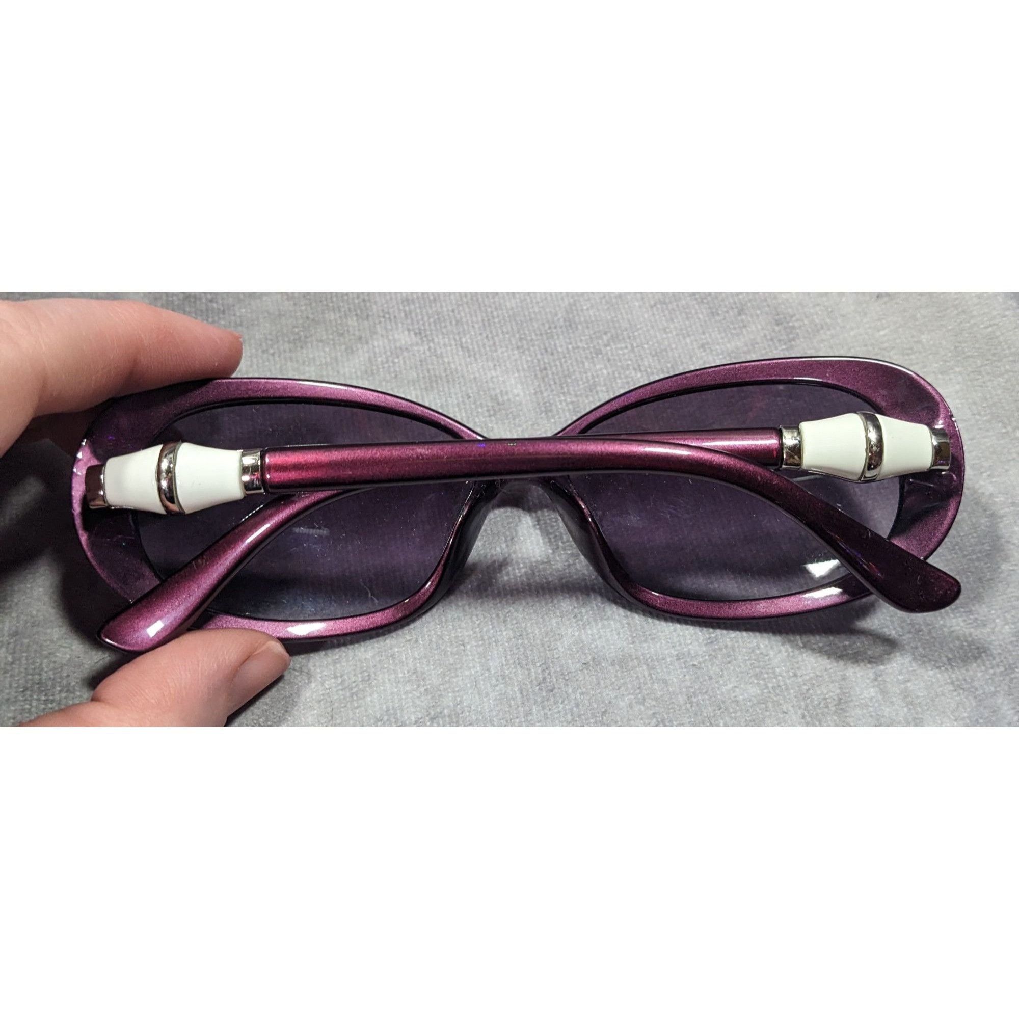 Other Kay Unger New York Metallic Purple With White Accents Sungla Size ONE SIZE - 7 Thumbnail