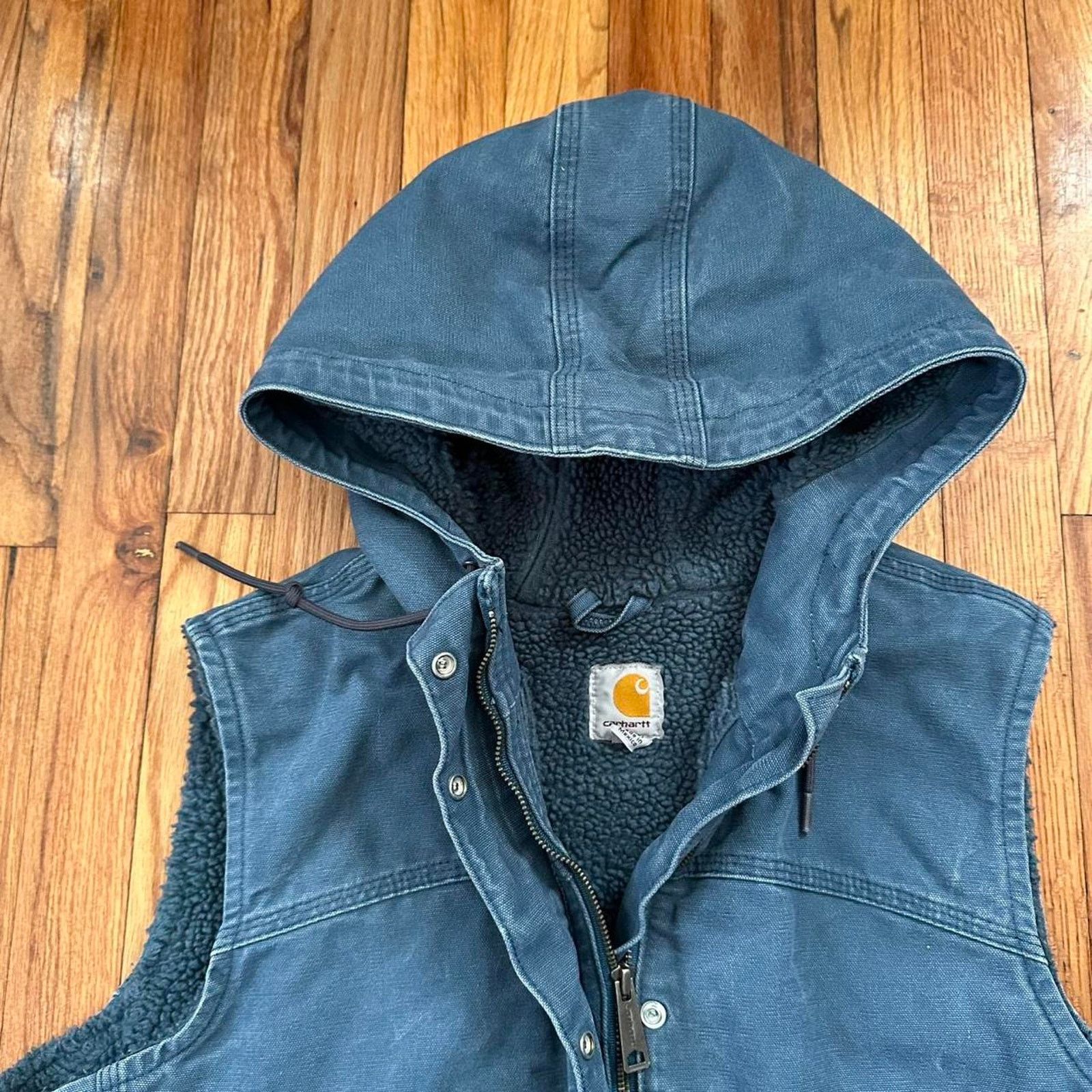 Carhartt Carhartt Hooded Vest Sherpa Lined Full Zip Blue Teal size XL Size XL / US 12-14 / IT 48-50 - 4 Thumbnail